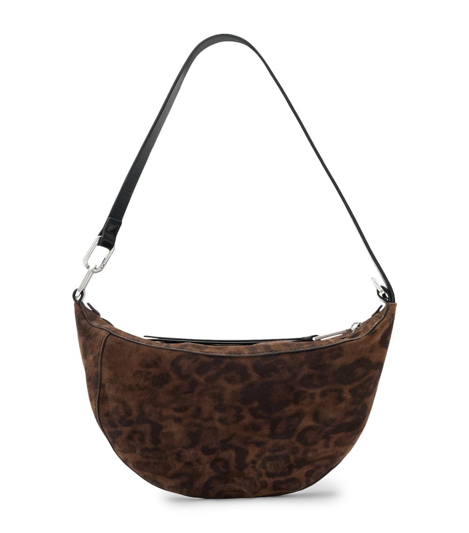 AllSaints Micro Suede Luna Leppo Shoulder Bag Leopard Brown Image 1