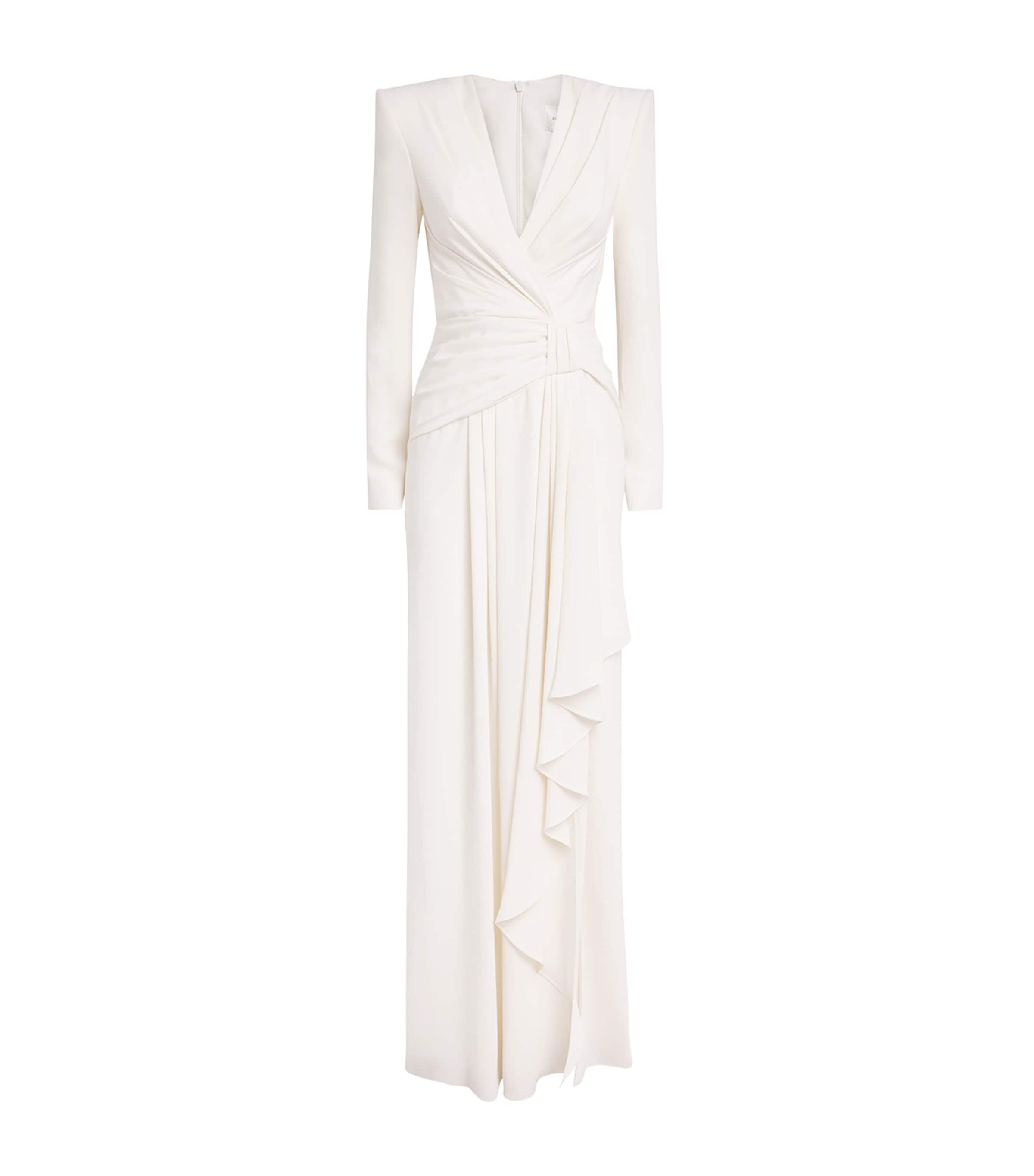 Zuhair Murad Womens Cady Draped Gown Wht Alyssium Image 1