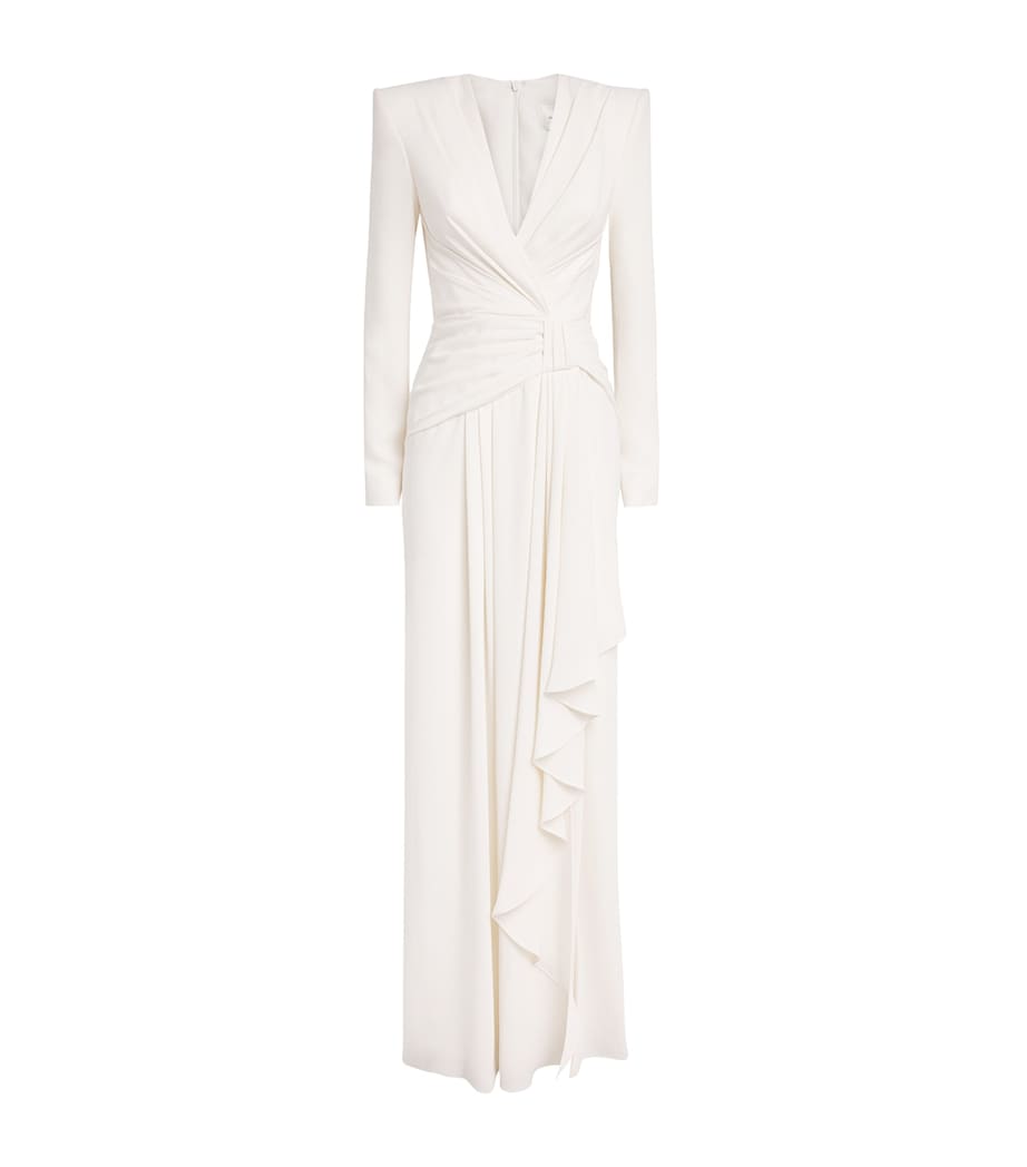 Zuhair Murad Womens Cady Draped Gown Wht Alyssium Image 1
