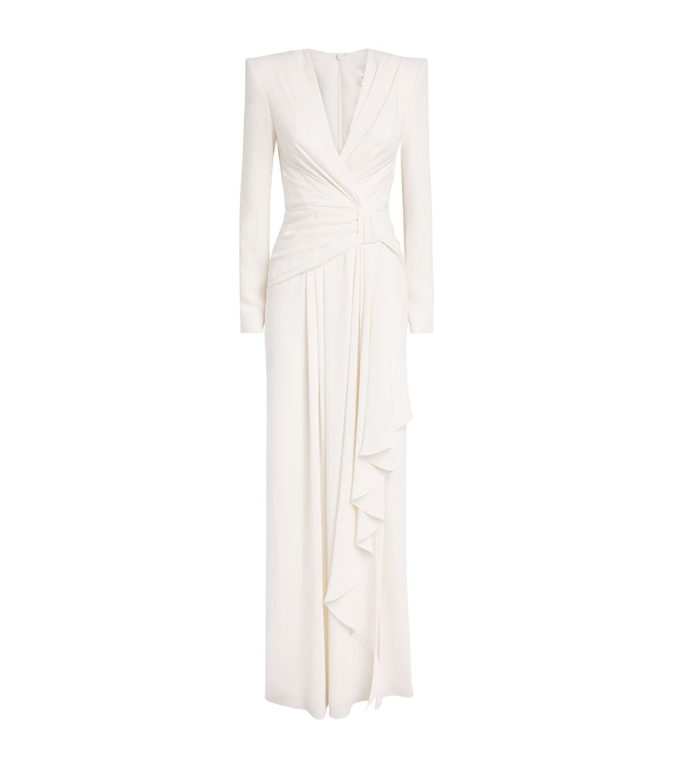 Zuhair Murad Cady Draped Gown Wht Alyssium