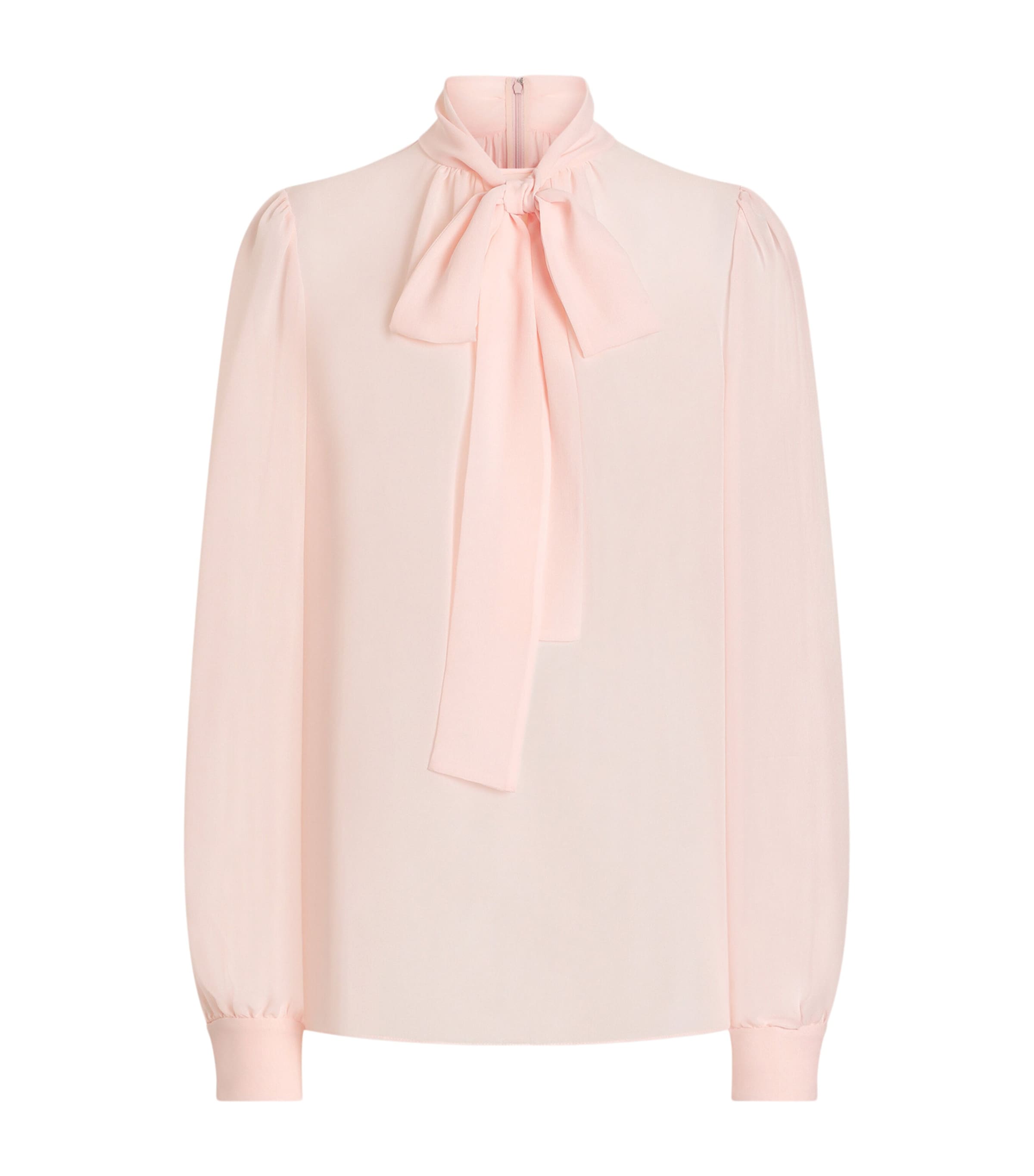 Dolce & Gabbana Silk Georgette Bow-detail Blouse In Pink