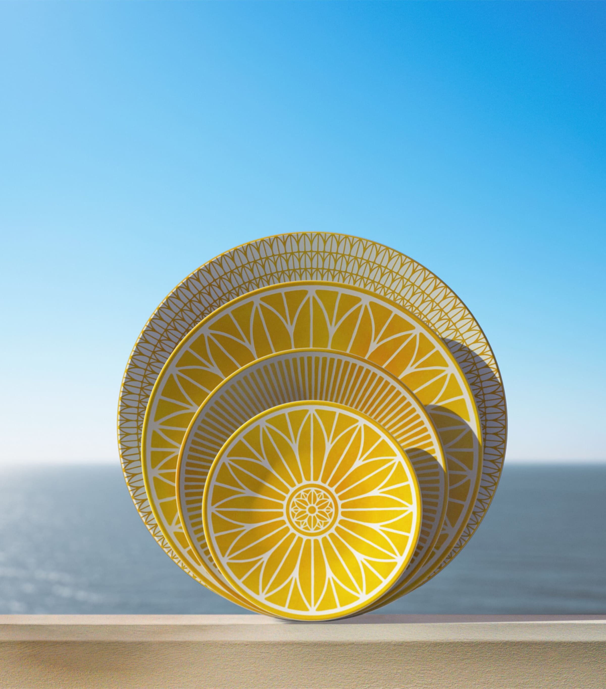 Christofle Porcelain Malmaison Riviera Charger Plate (31cm) White/yellow Image 2