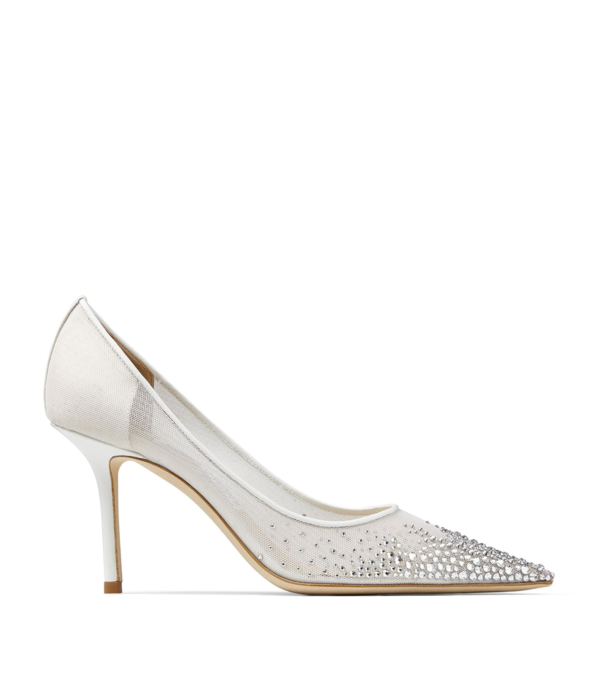 Jimmy Choo 85mm Love Embellished Tulle Pumps In White