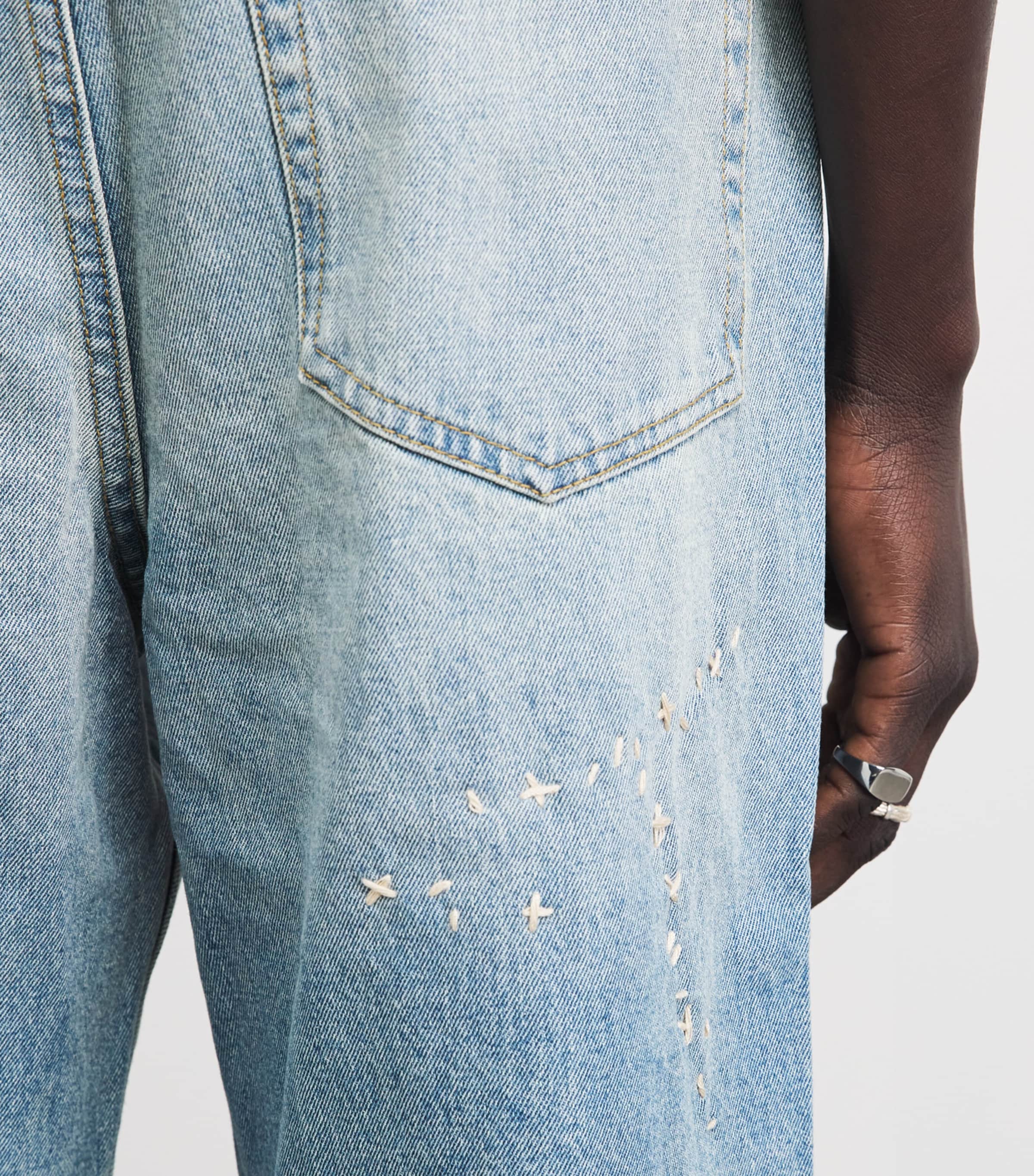 DOMREBEL Mens Jerk Bootcut Jeans Mid Blue Image 3