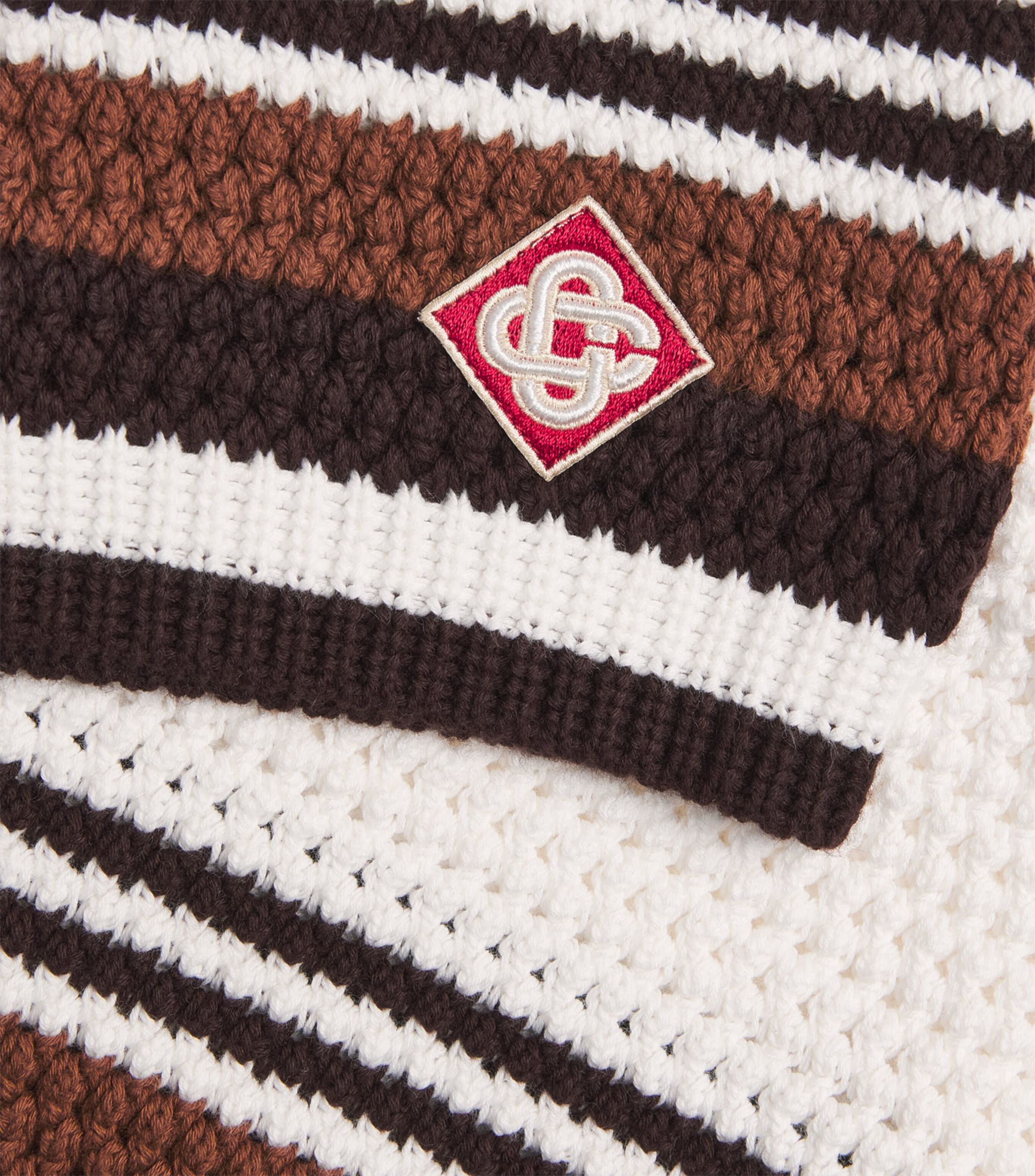Casablanca Mens Crochet Stripe Shorts White / Brown Image 6