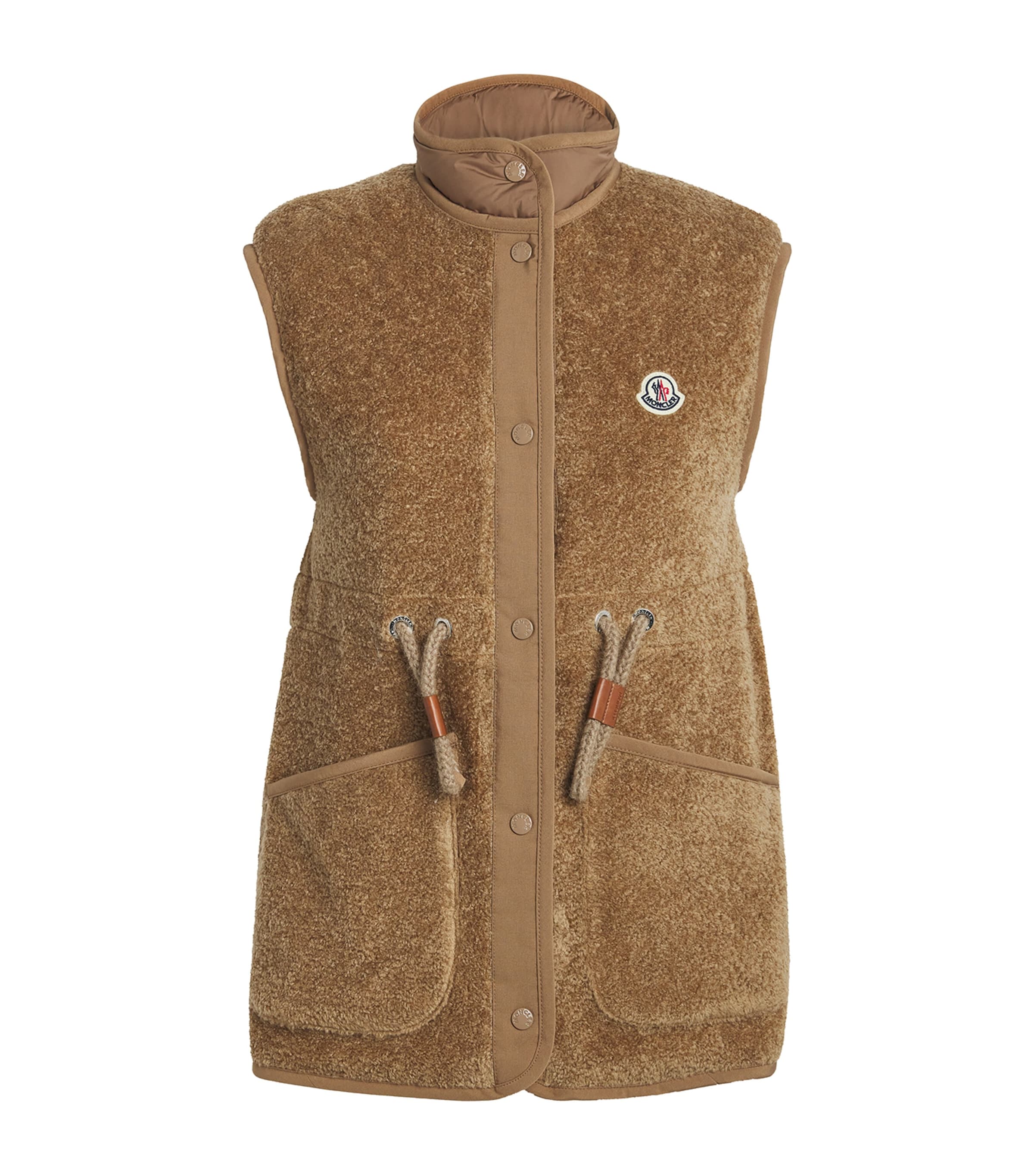 Moncler Bost Teddy Down Vest In Brown