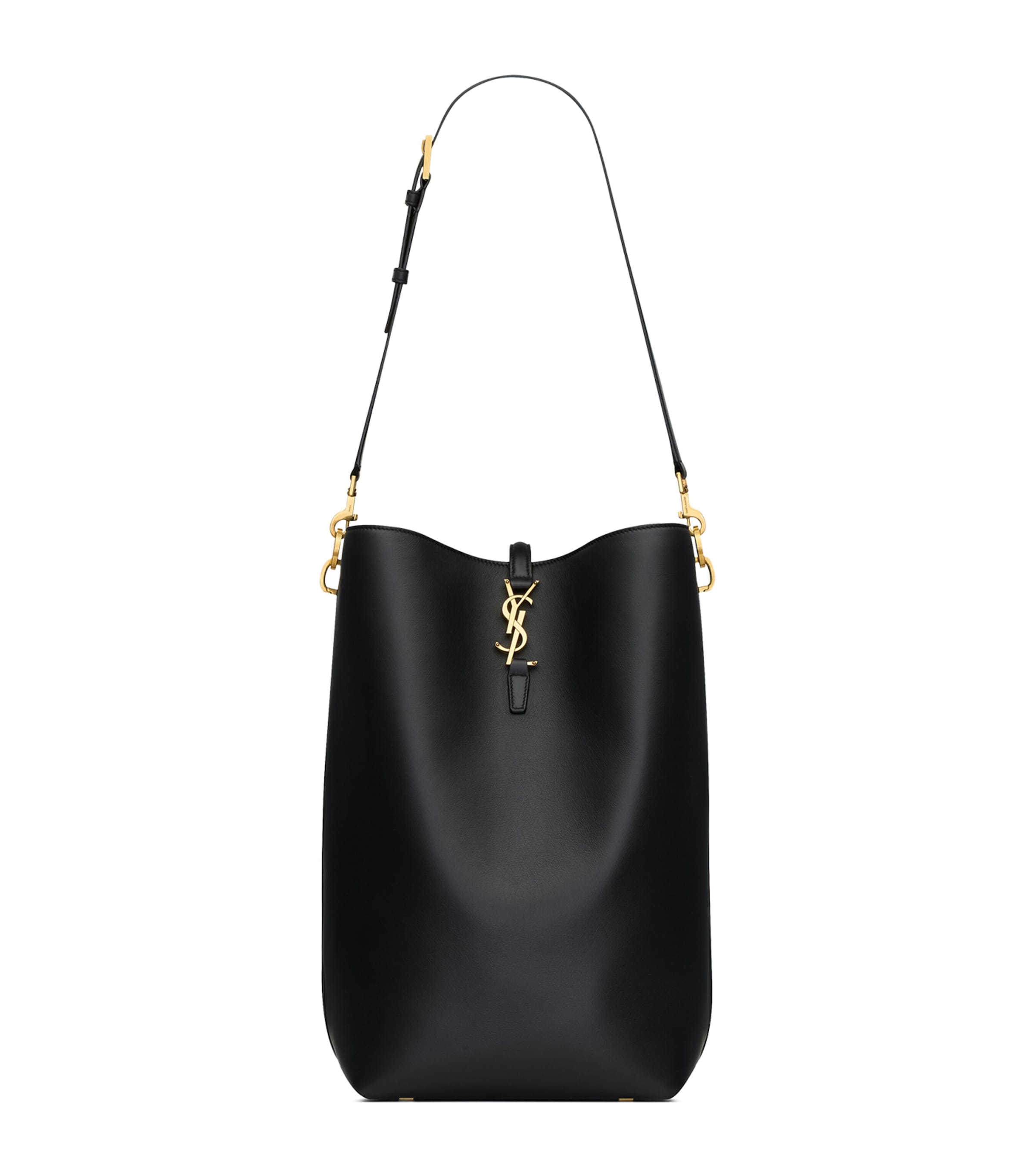 Shop Saint Laurent Leather Le 37 Bucket Bag In Black