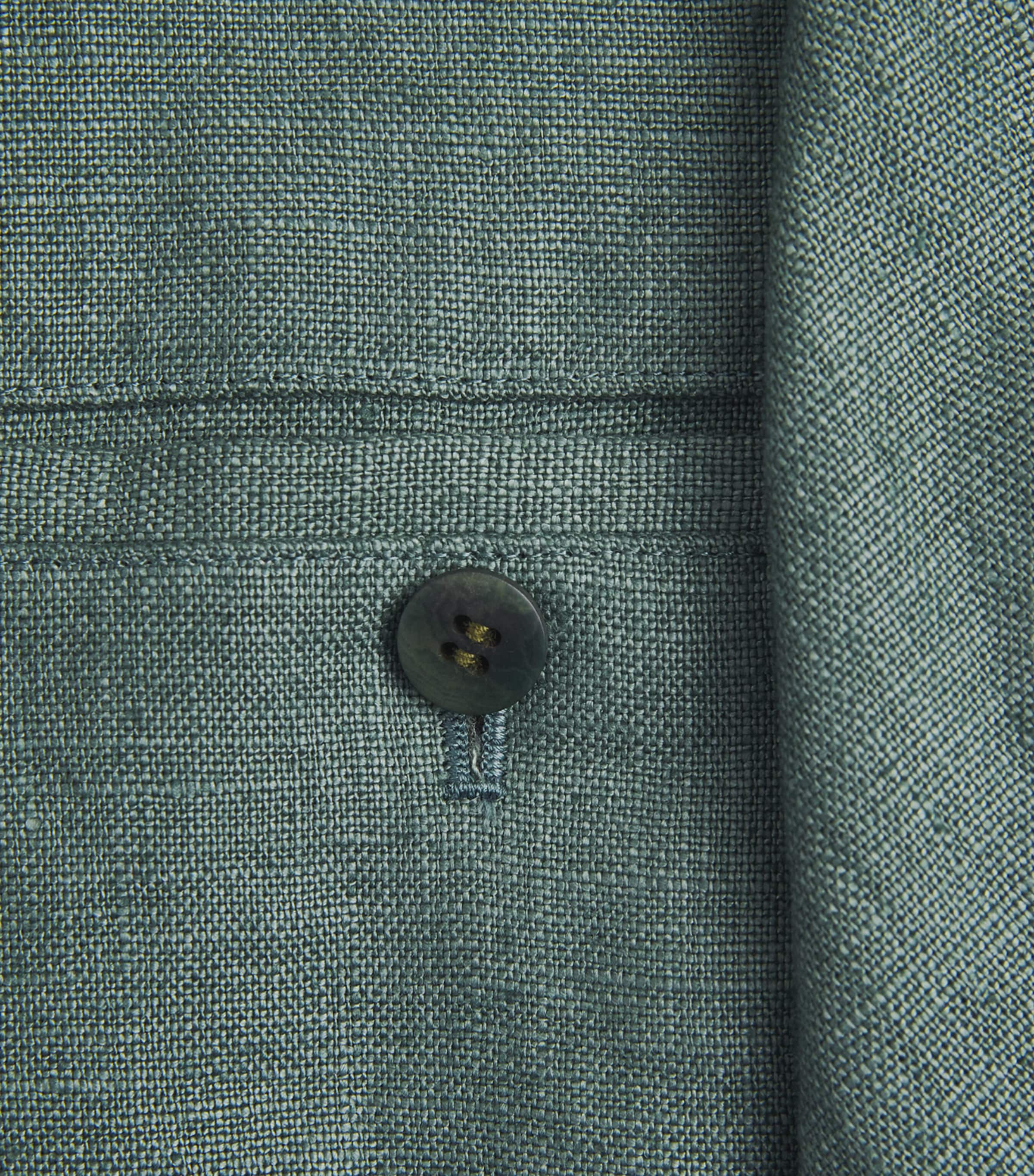IM MEN Mens Tough Linen Pleated Jacket Dark Green Image 6