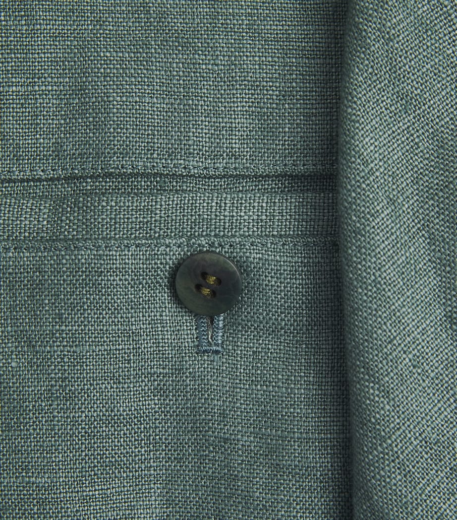 IM MEN Mens Tough Linen Pleated Jacket Dark Green Image 6