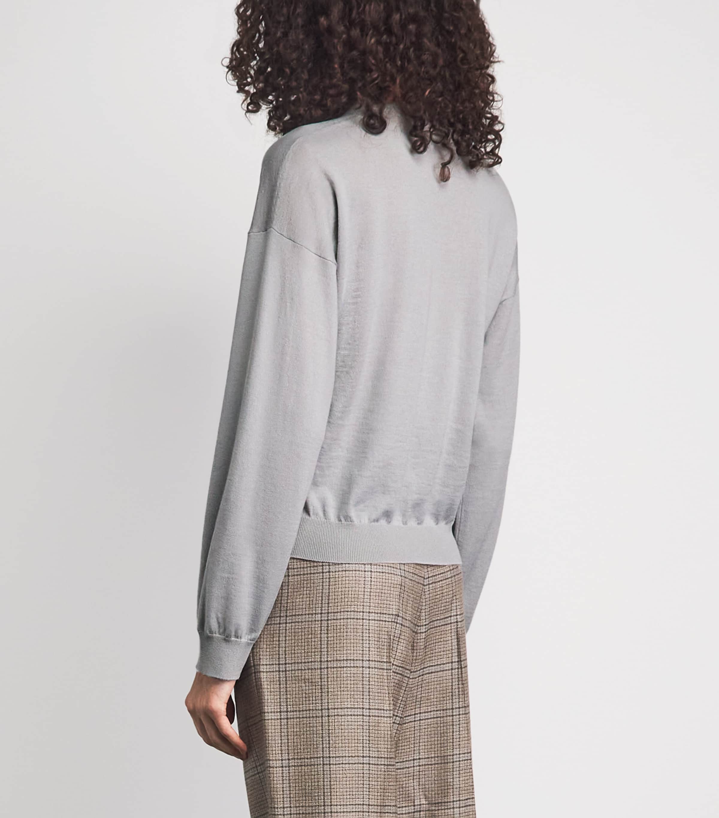 Fabiana Filippi Womens Virgin Wool-Cotton Embellished Sweater Granito Image 5