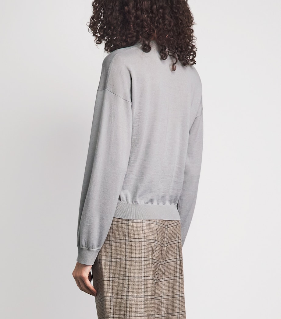Fabiana Filippi Womens Virgin Wool-Cotton Embellished Sweater Granito Image 5