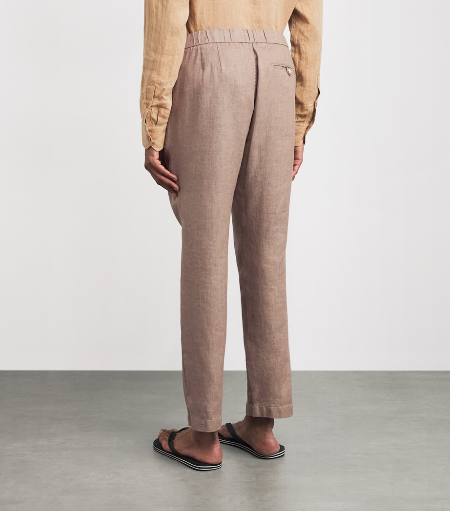 Linen-Cotton Oscar Trousers 250-KHAKI Image 4