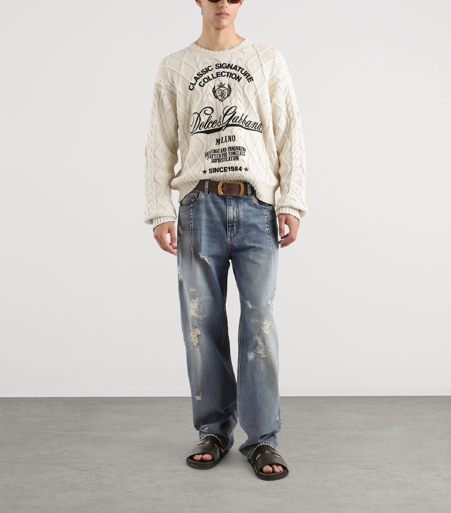 Cotton-Blend Logo Sweater A3791-BEIGE Image 2