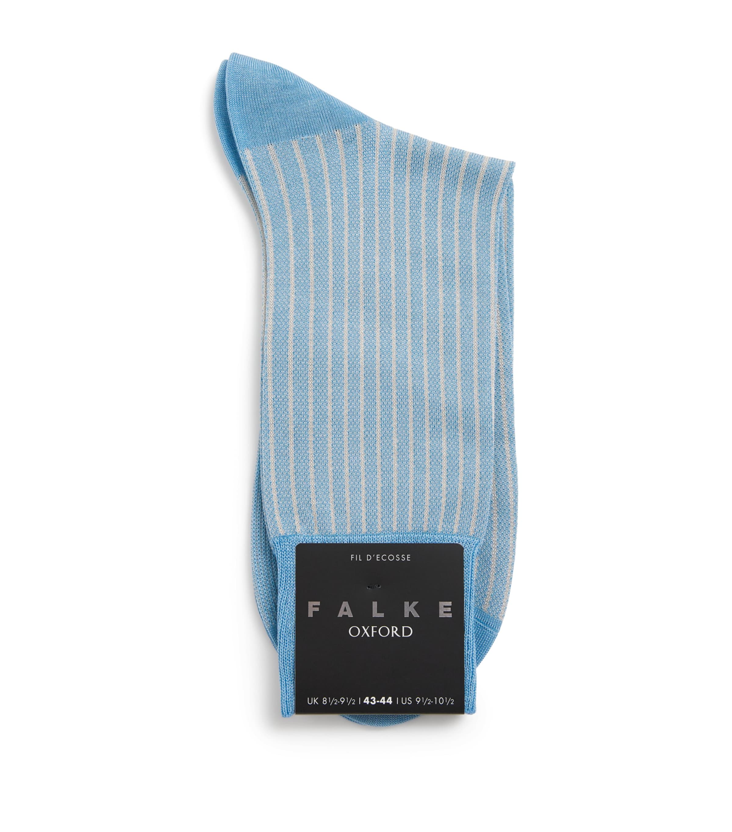 Falke Mens Cotton-Blend Oxford Stripe Socks Azur Image 1