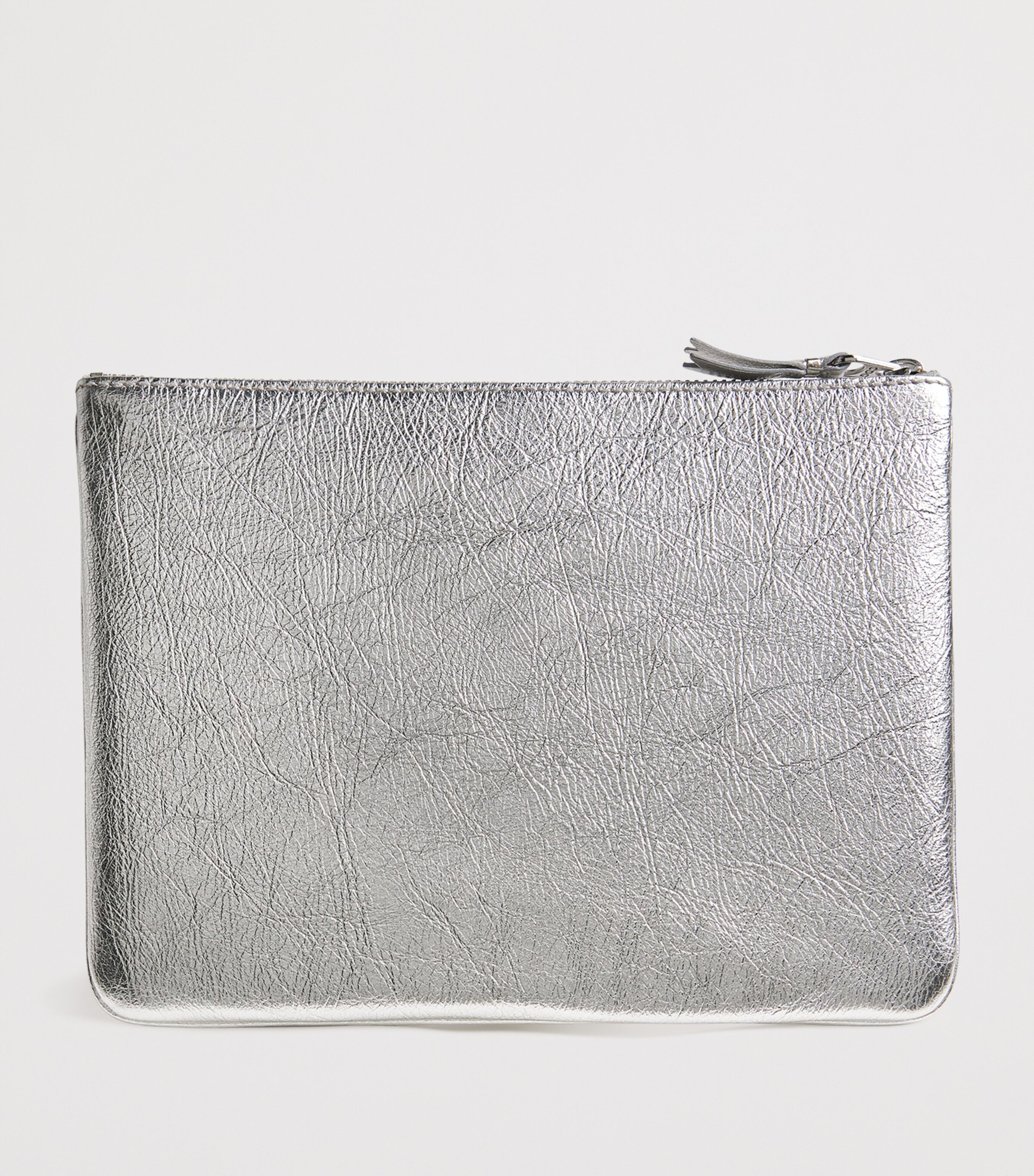 Comme Des Garçons Wallet Large Leather Pouch Silver Image 2