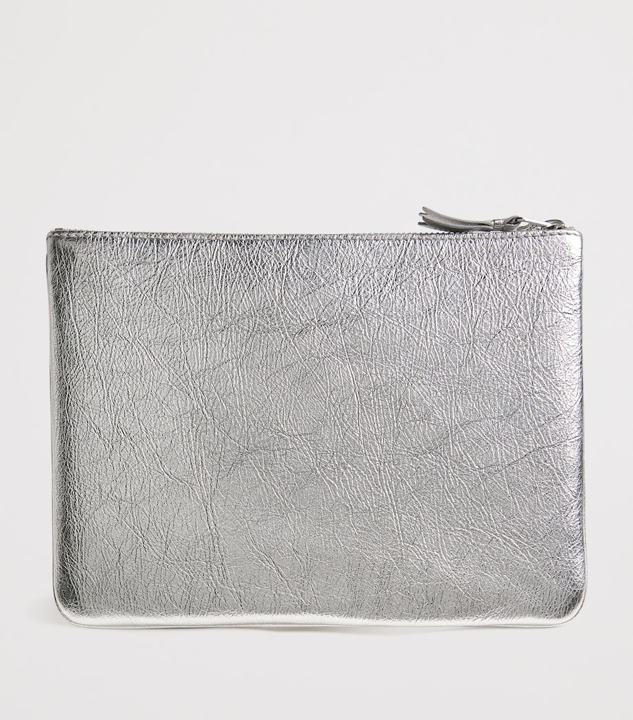Comme Des Garçons Wallet Large Leather Pouch Silver Image 2