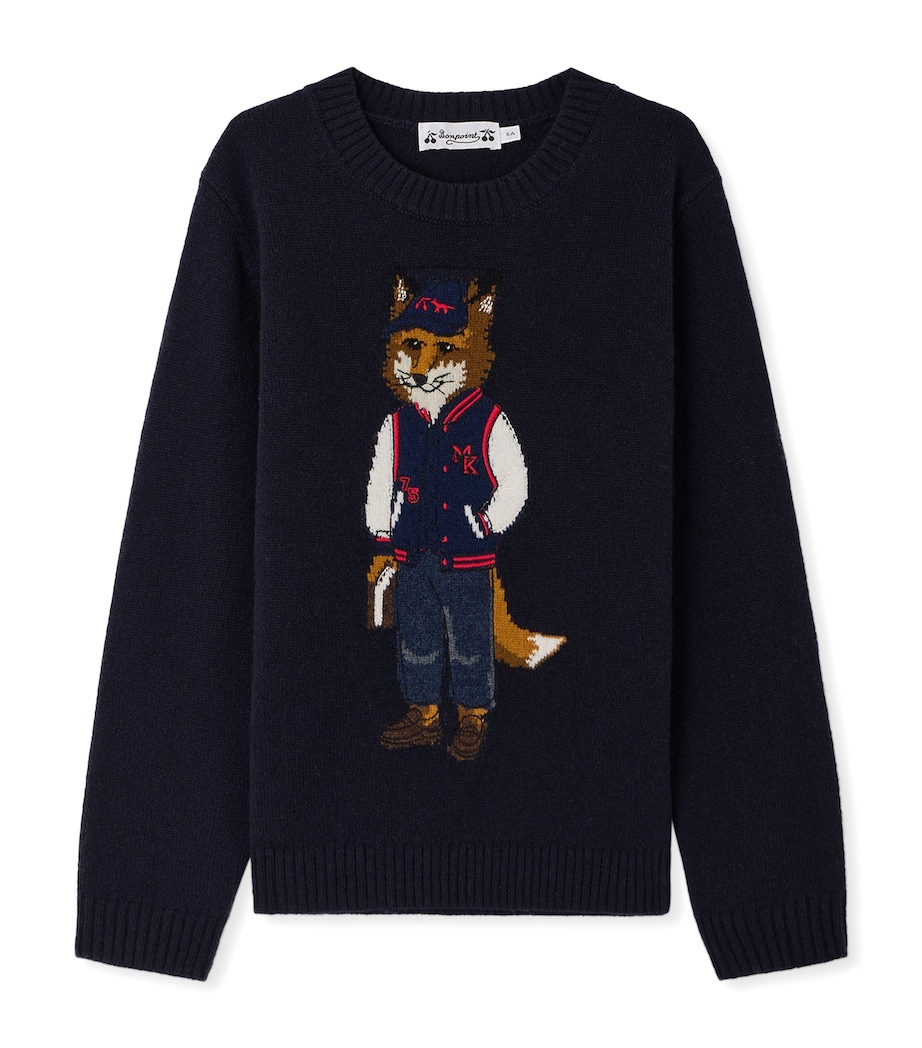 Bonpoint x Maison Kitsuné Wool Fox Sweater (14 Years) Marine Image 1