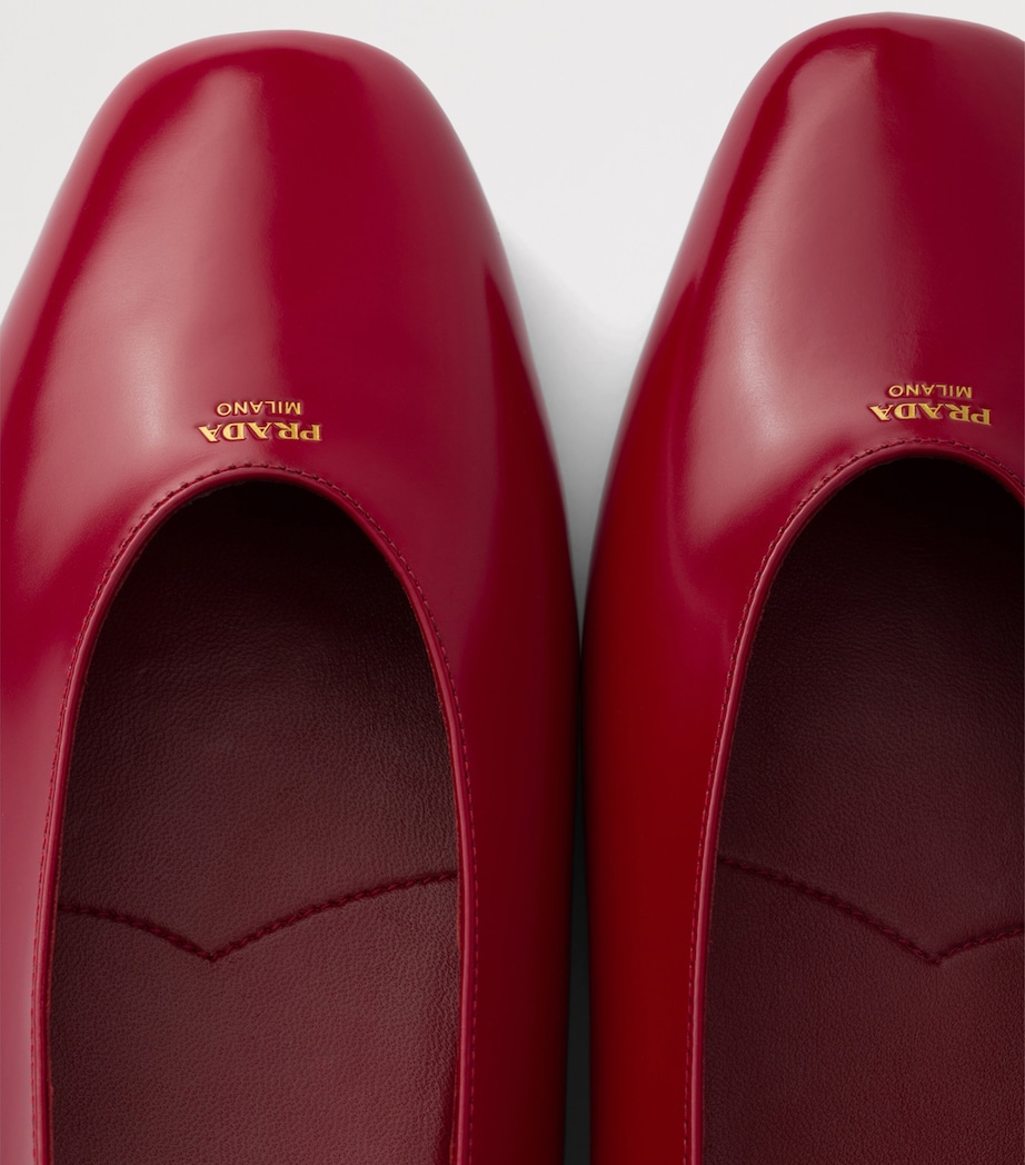 Prada Leather Logo Ballet Flats Red Image 6