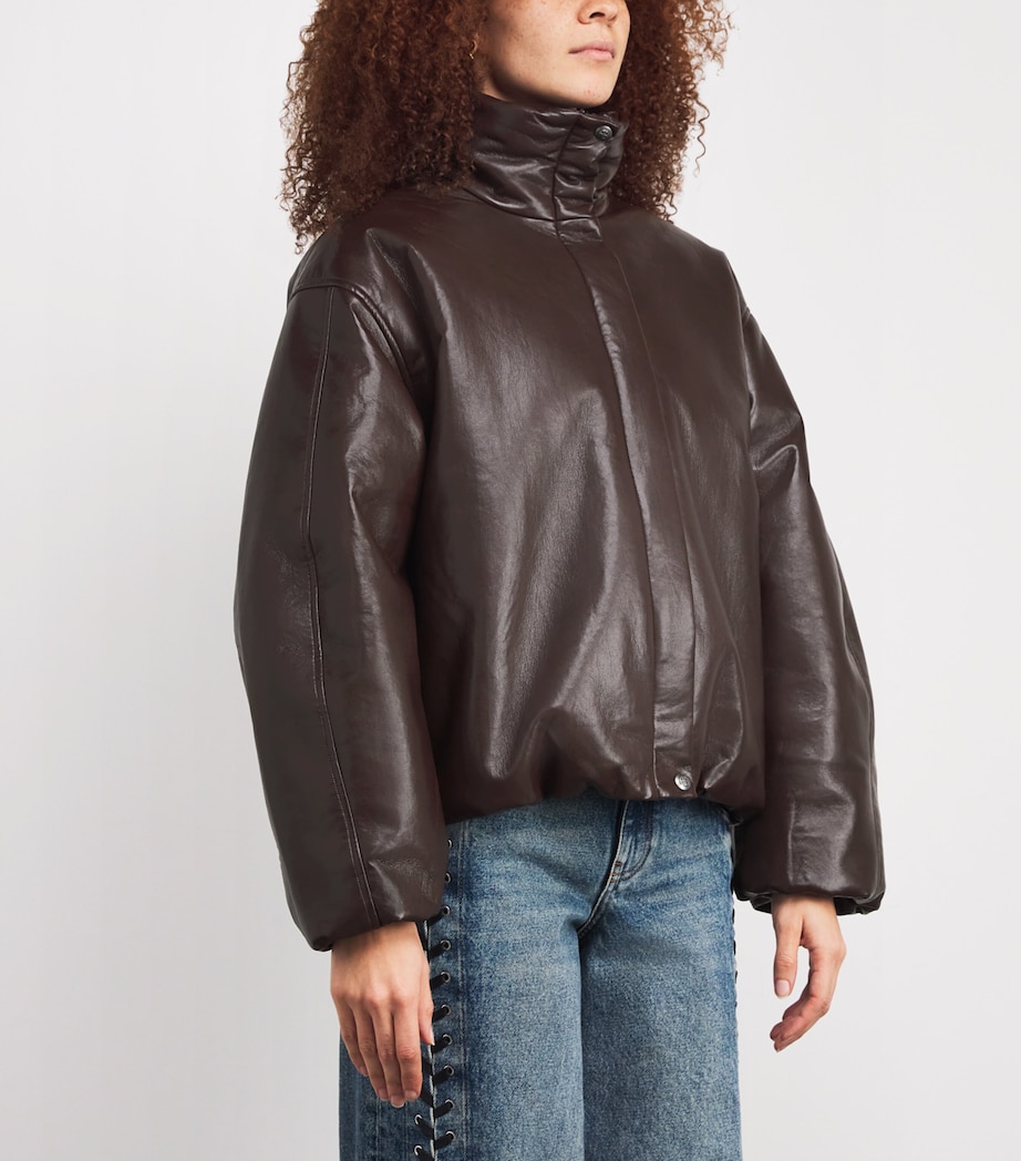 Leather-Blend Cyrus Bomber Jacket DEEP BROWN Image 3
