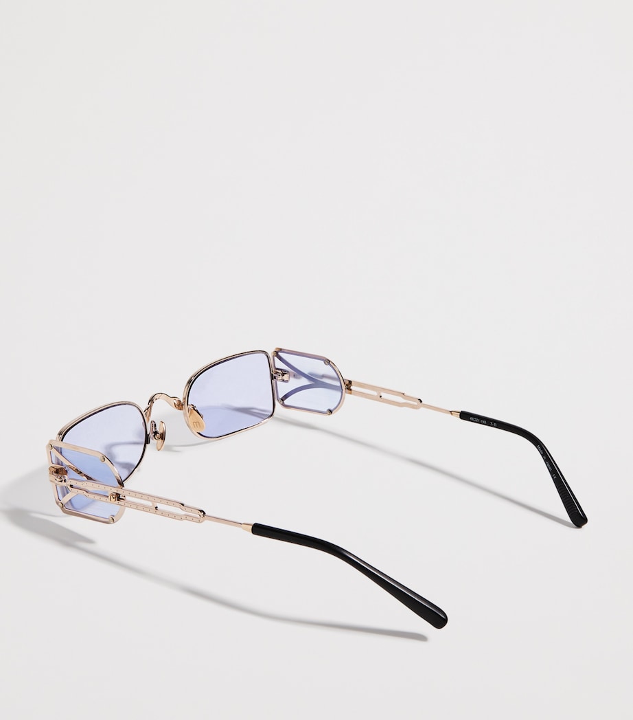 Matsuda 10611H Square Sunglasses Pale Gold Café Blue Image 3