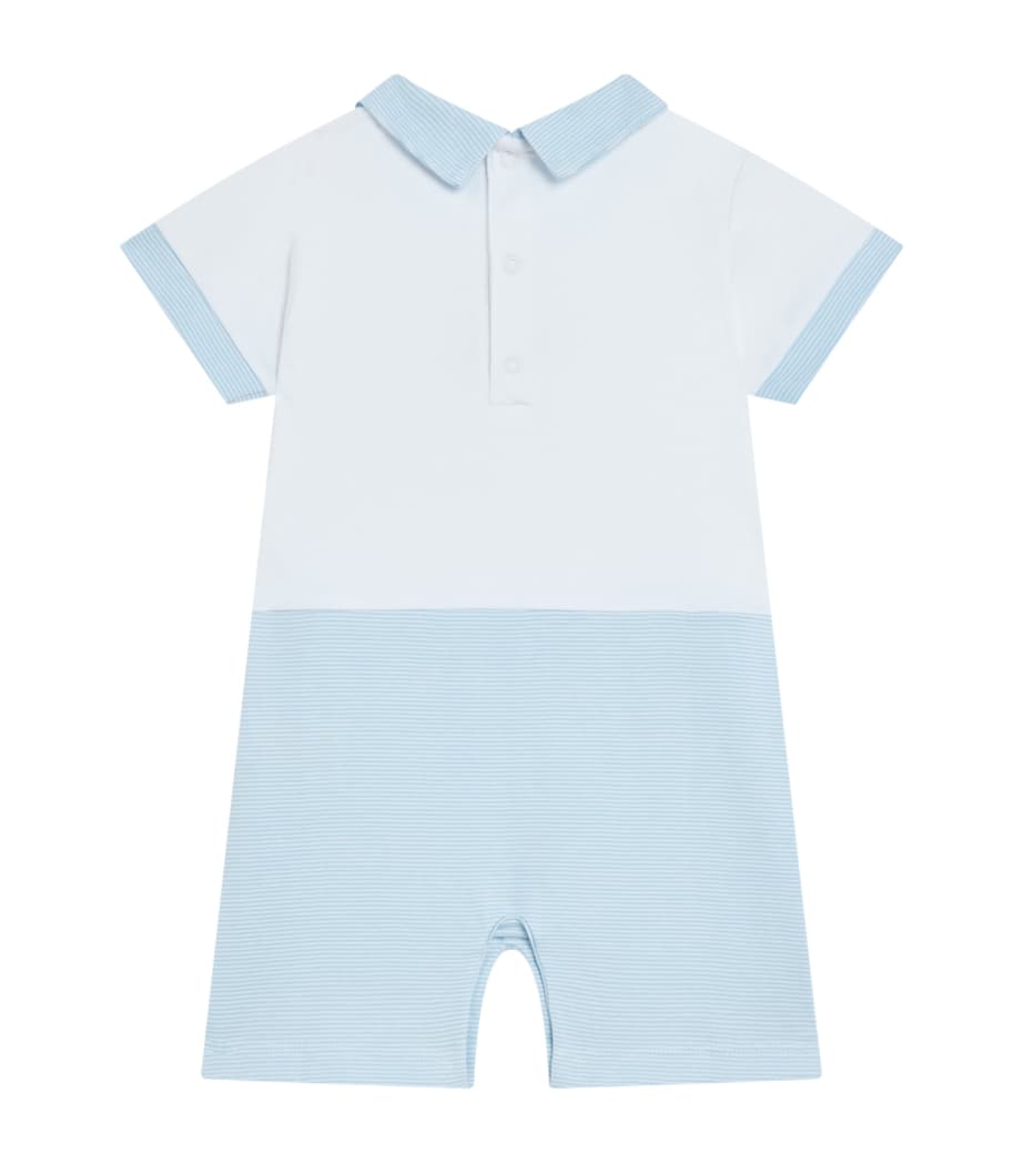 Pima Cotton Embroidered Safari Wild Playsuit (0-12 Months) K491LIGHT BLUE/WHITE Image 3