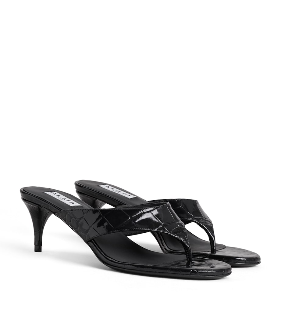 Alaïa Croc-Embossed Leather Thong Mules 55 Black Image 2