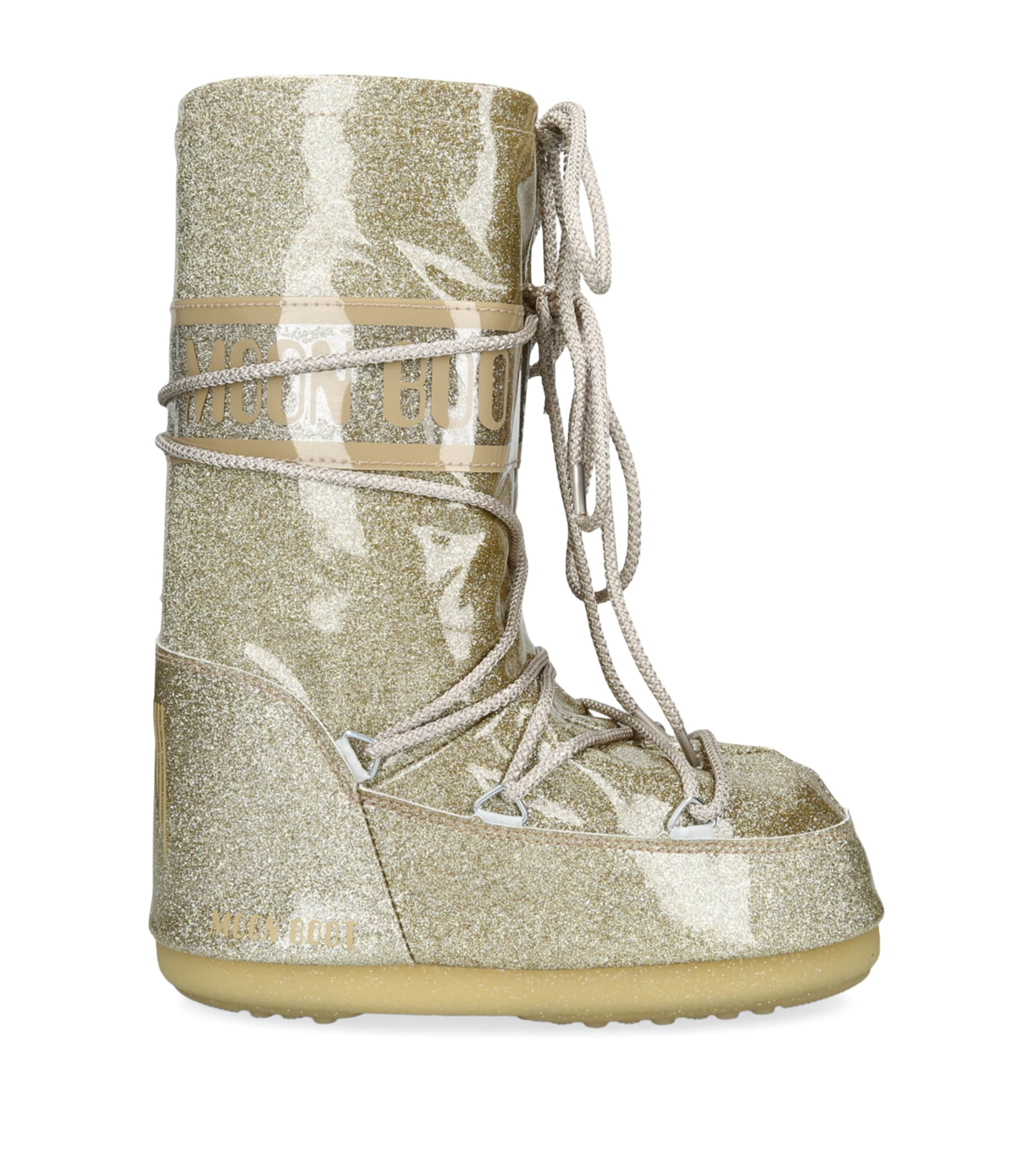 Moon Boot Kids's Icon Glitter-embellished Woven Snow Boots Gol In Gold