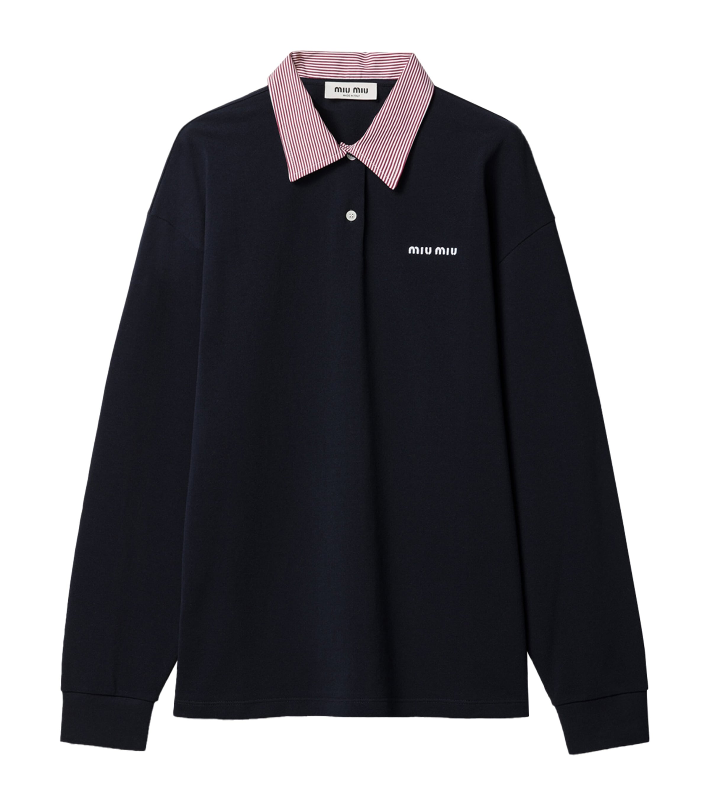 Miu Miu Womens Cotton Contrast Collar Polo Shirt Image 1