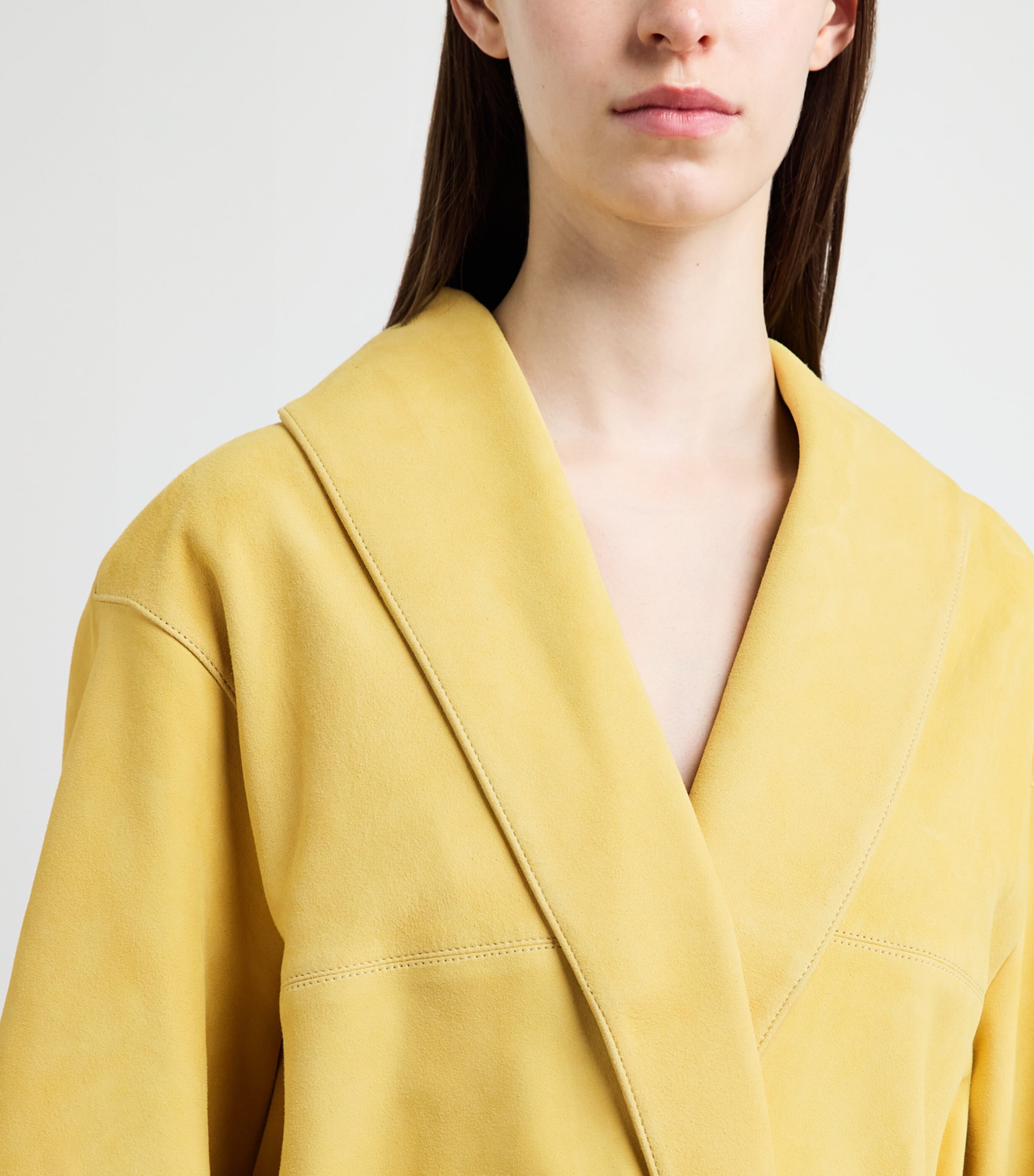Simkhai Womens Suede Enola Trench Coat Buttercream Image 5