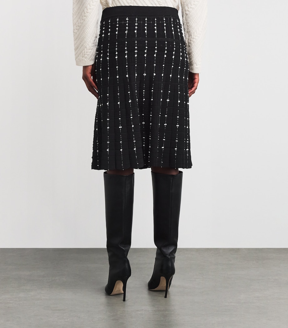 Fragmented Stripes Knitted Midi Skirt BLACK/IVORY Image 4