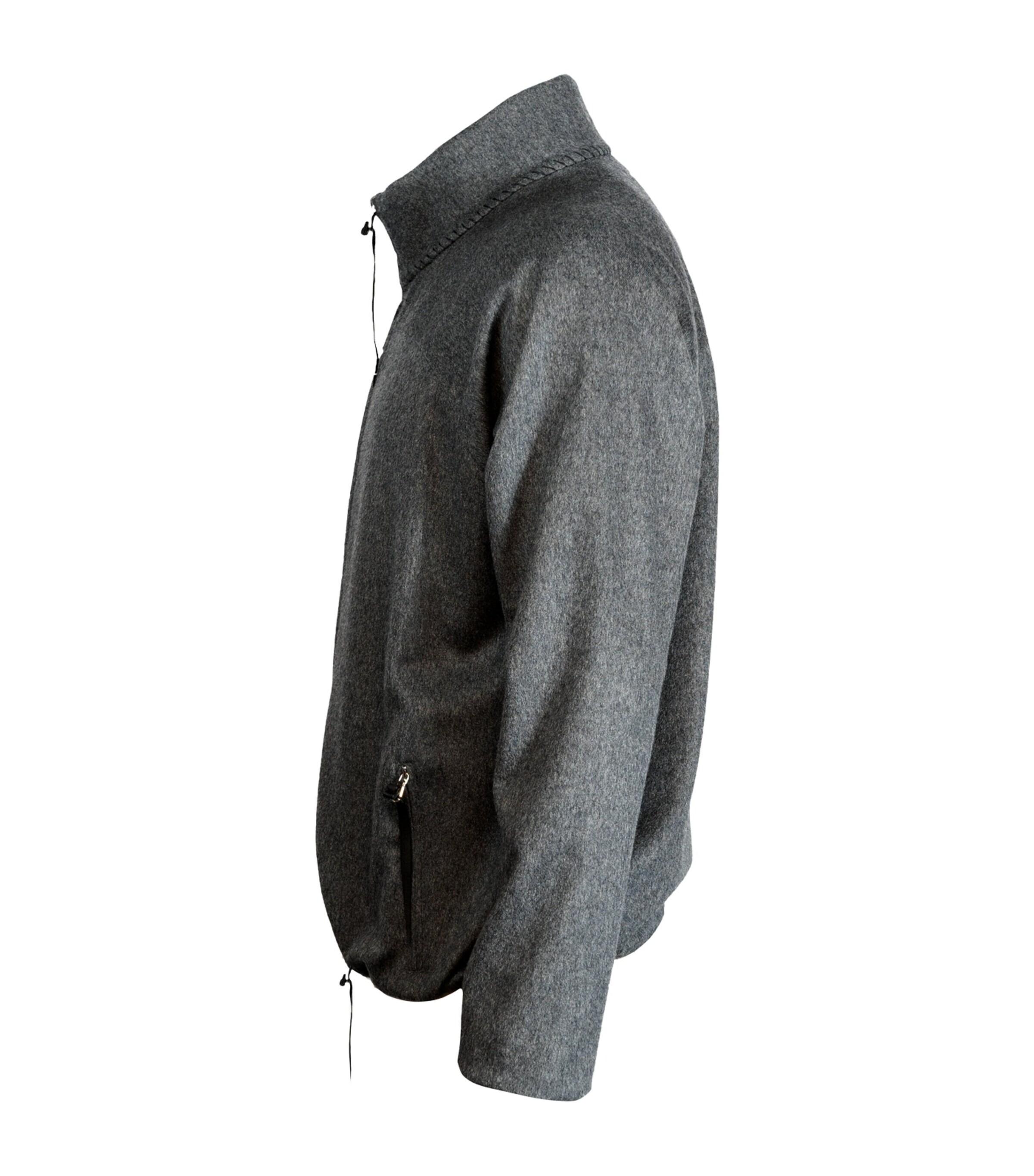 Alan Scott Mens Cashmere-Blend Track Sweater Mid Grey Image 2