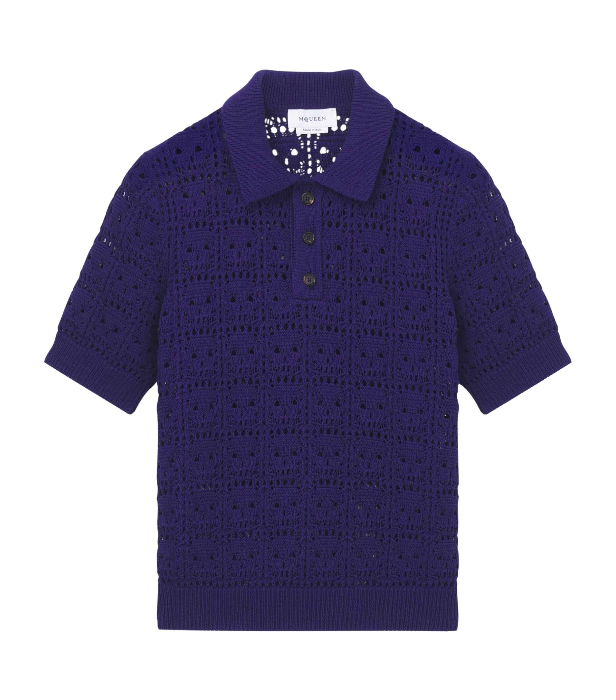 McQueen Mens Crochet-Skull Polo Shirt Image 1