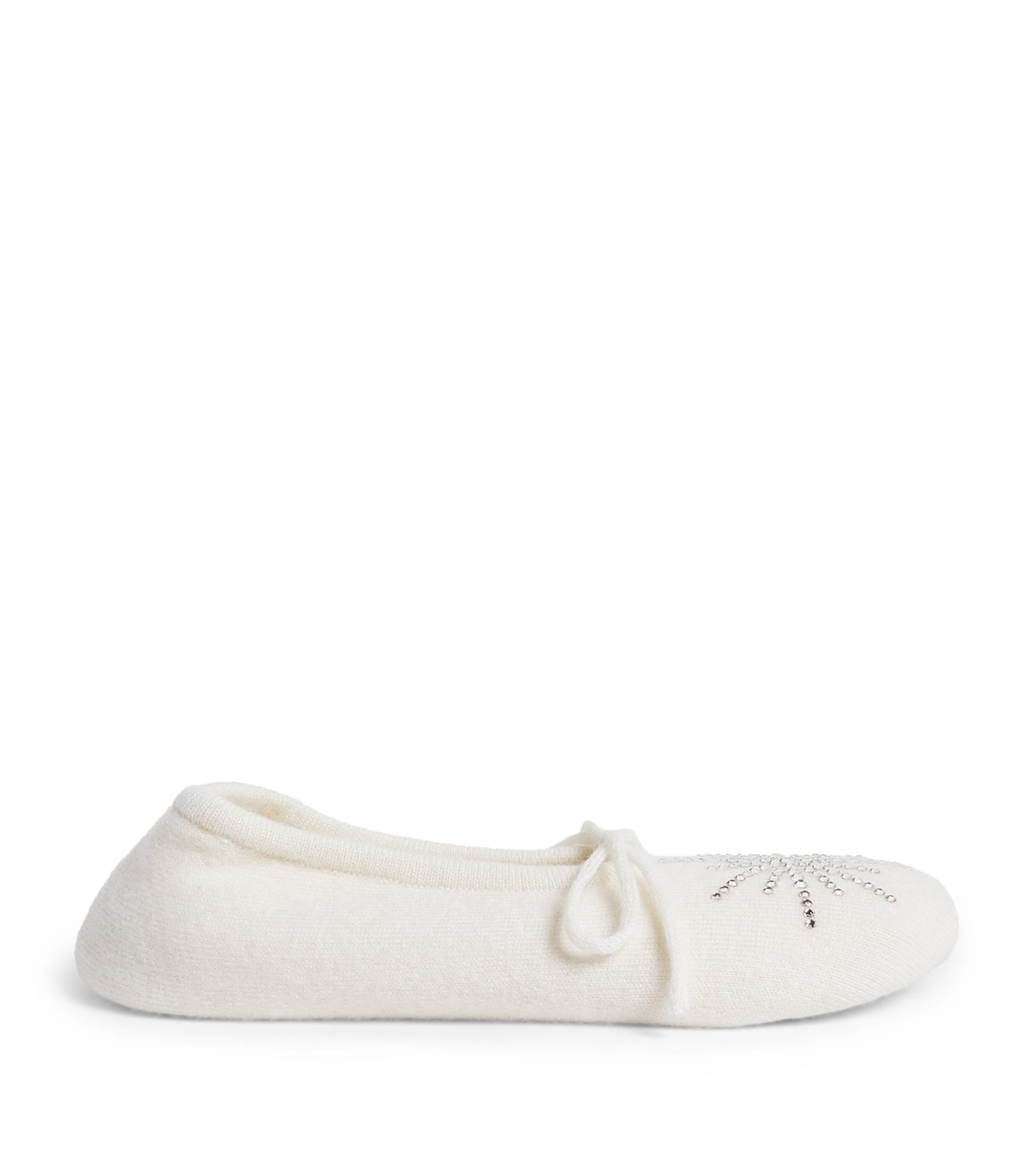William Sharp Cashmere Embellished Dolly Slippers In White