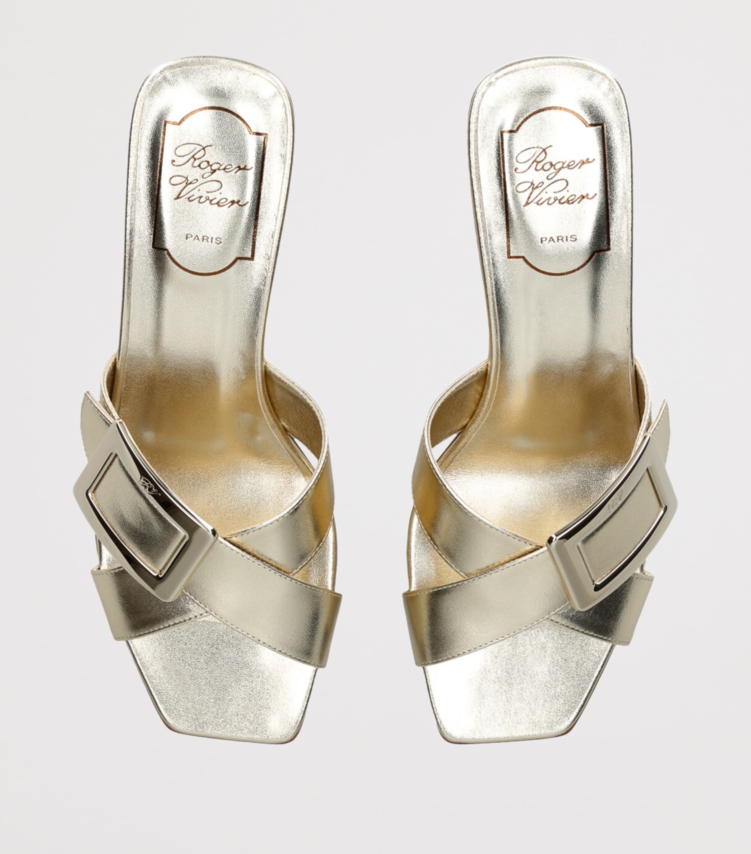 Roger Vivier Leather Belle Vivier Mules 45 Gold Image 4