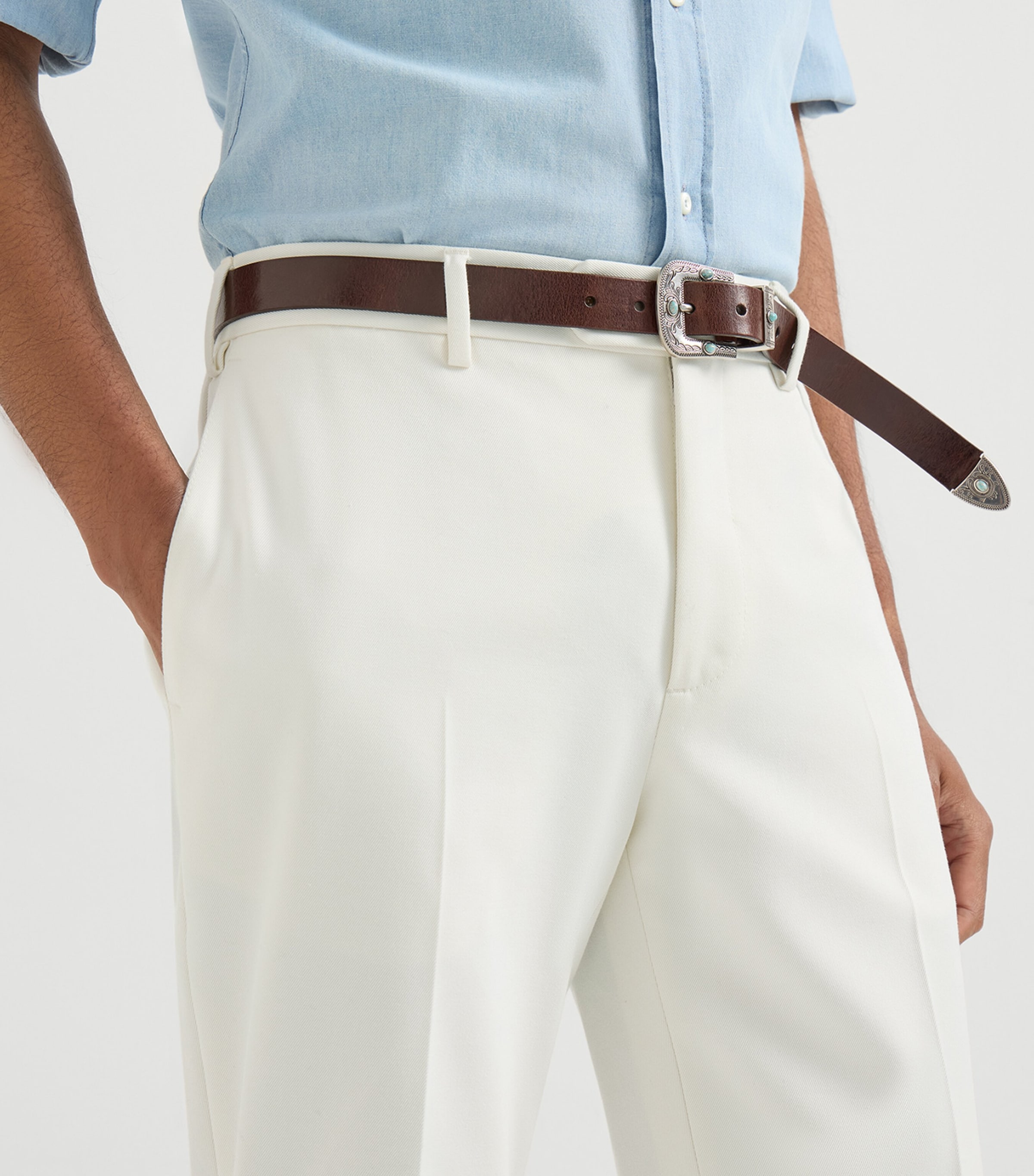 Brunello Cucinelli Mens Cotton-Virgin Wool Gabardine Trousers Image 6