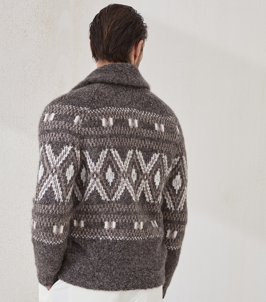 Alpaca-Virgin Wool-Cashmere Jacquard Cardigan COW07 Image 6