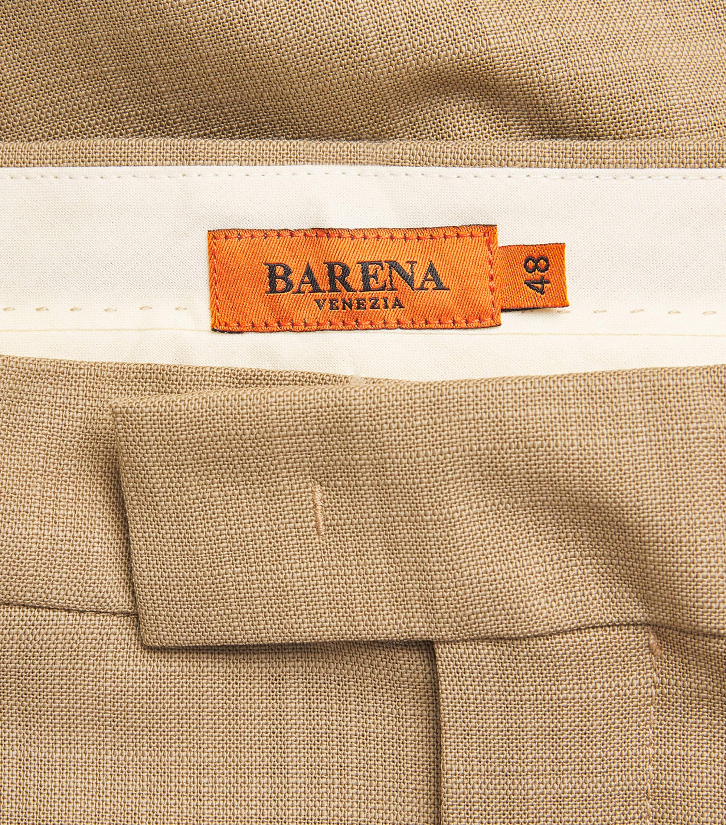 Barena Mens Virgin Wool Pleated Trousers Khaki Image 6