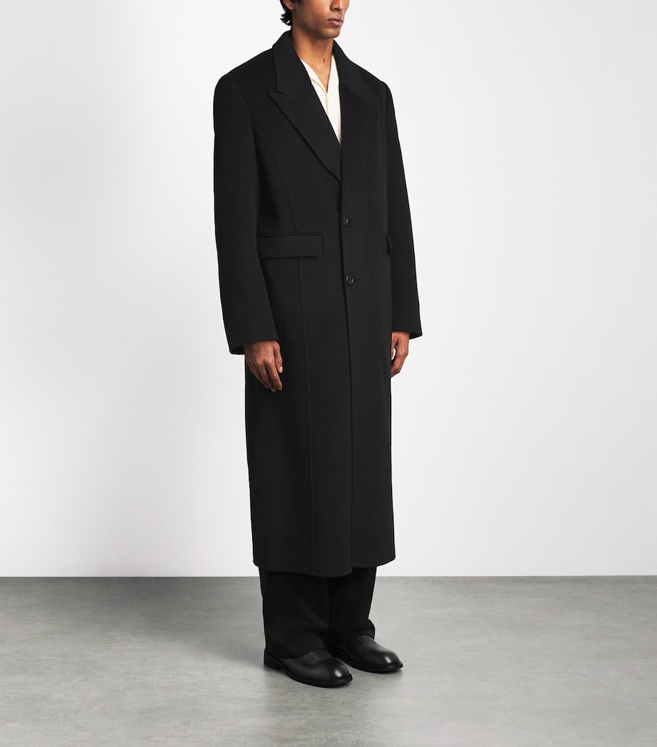 Séfr Mens Wool-Cashmere Overcoat Black Image 4