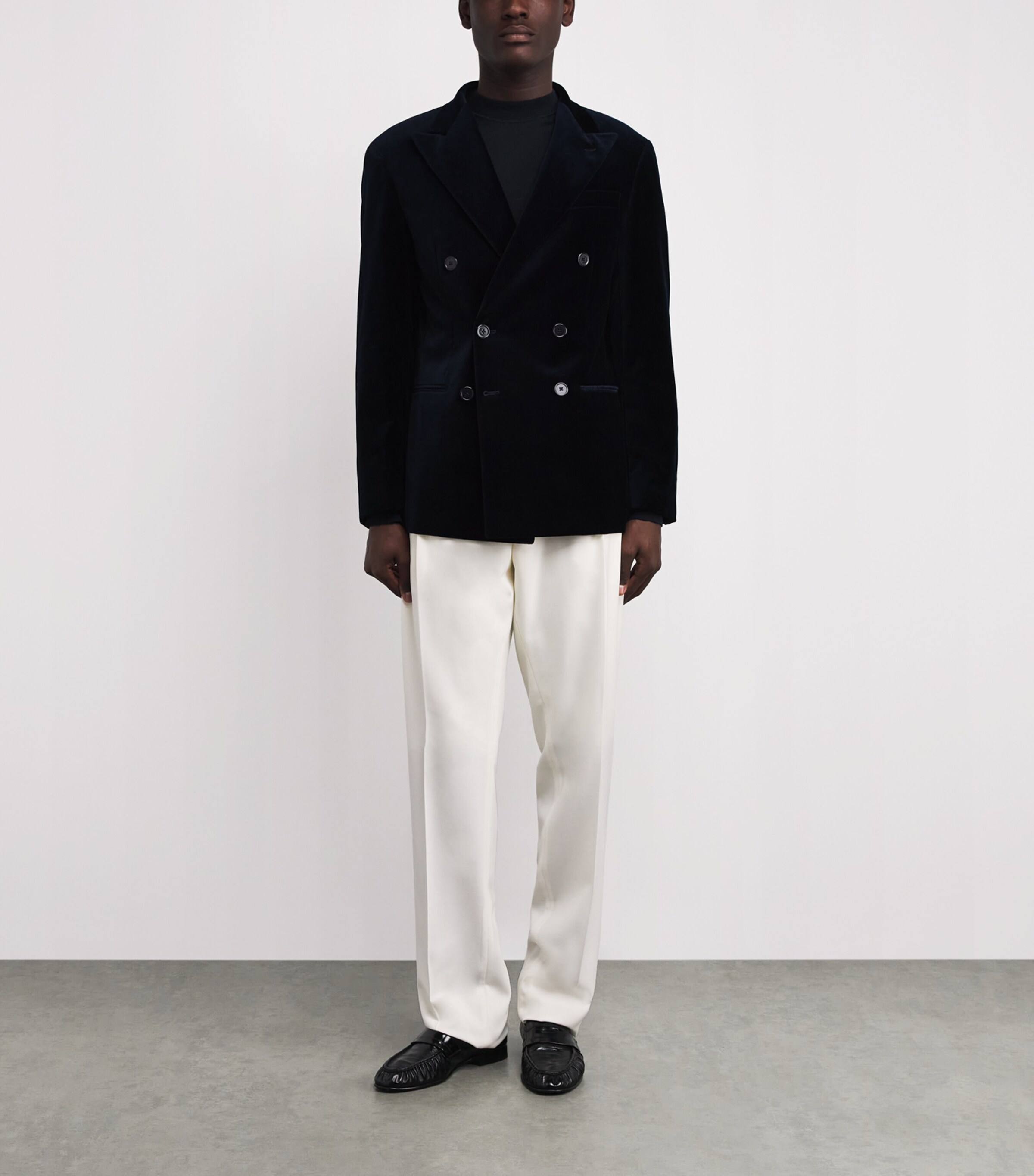 Velvet Double Breasted Blazer NAVY Image 2