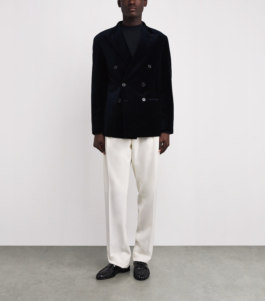 Velvet Double Breasted Blazer NAVY Image 2