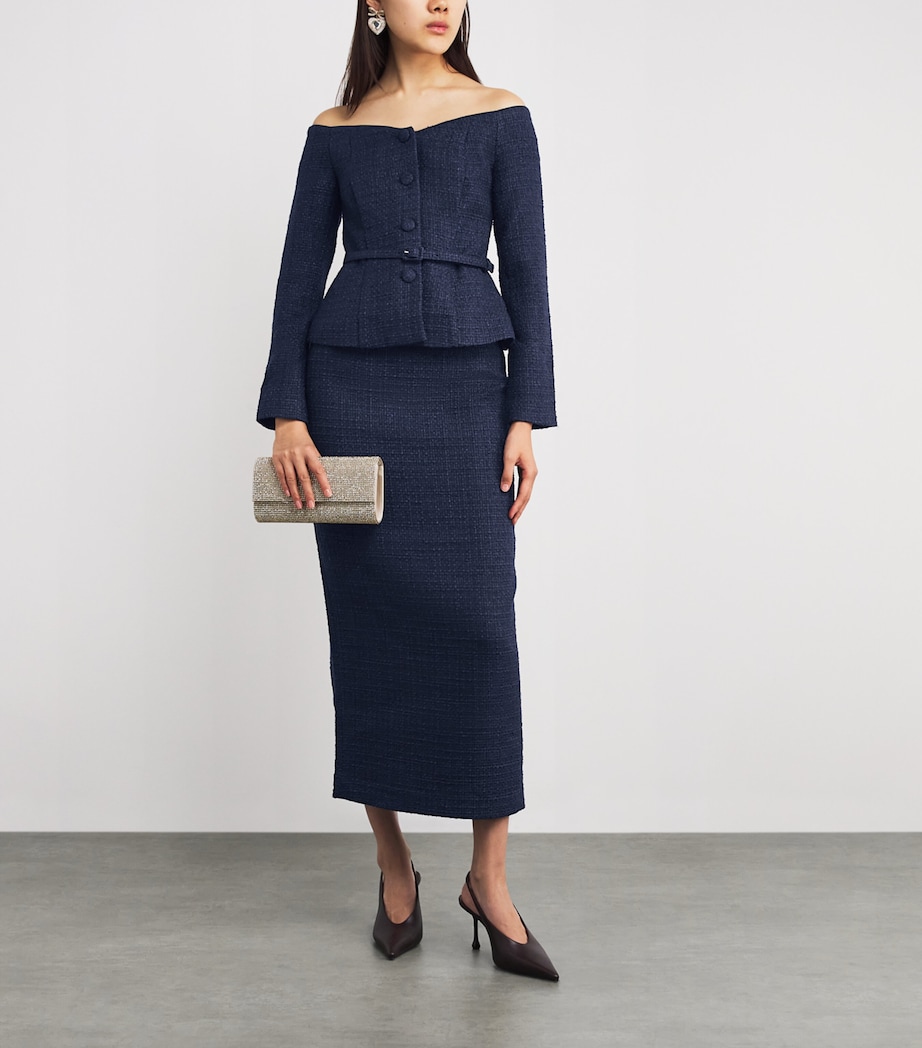 Bouclé Midi Skirt NAVY Image 2