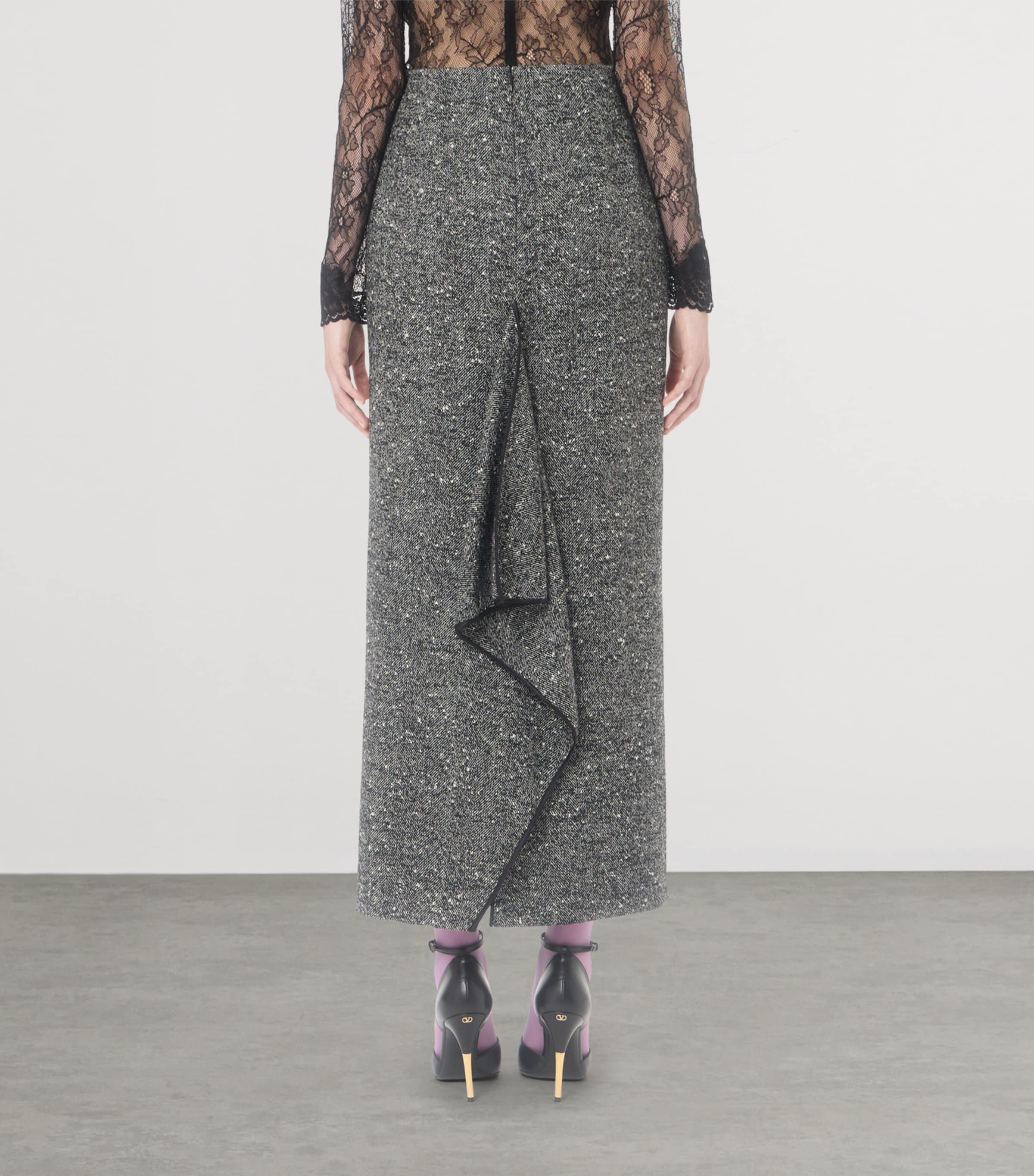 Valentino Womens Wool-Blend Midi Skirt Image 5