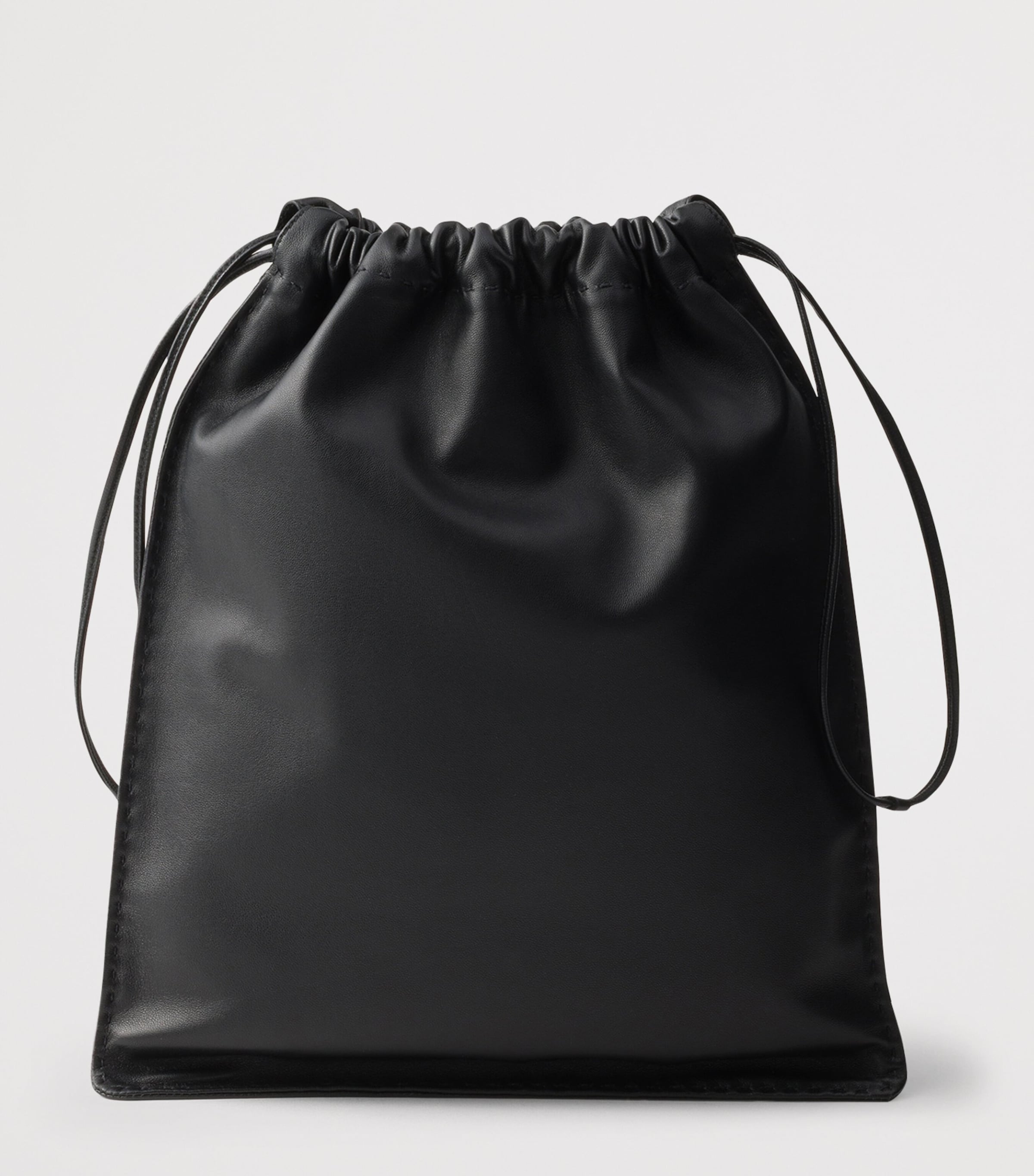 Prada Leather Drawstring Wish Pouch Black Image 6