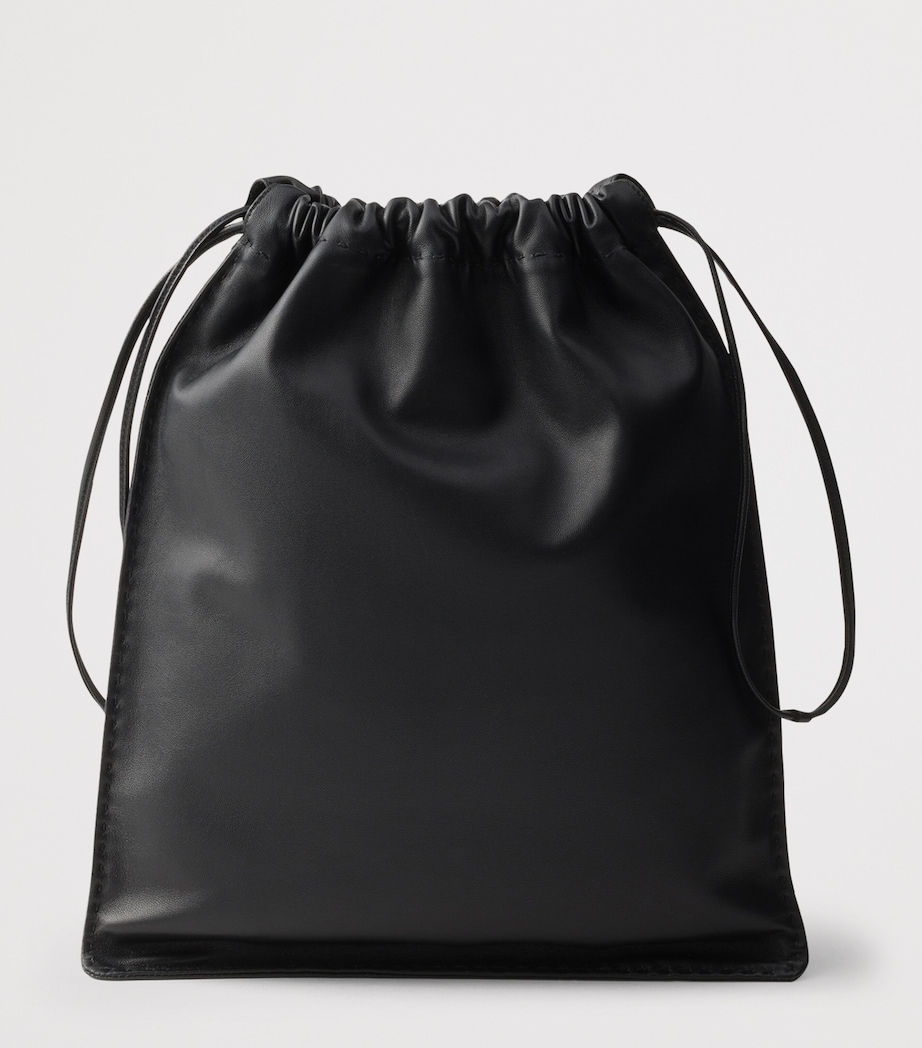 Prada Leather Drawstring Wish Pouch Black Image 6