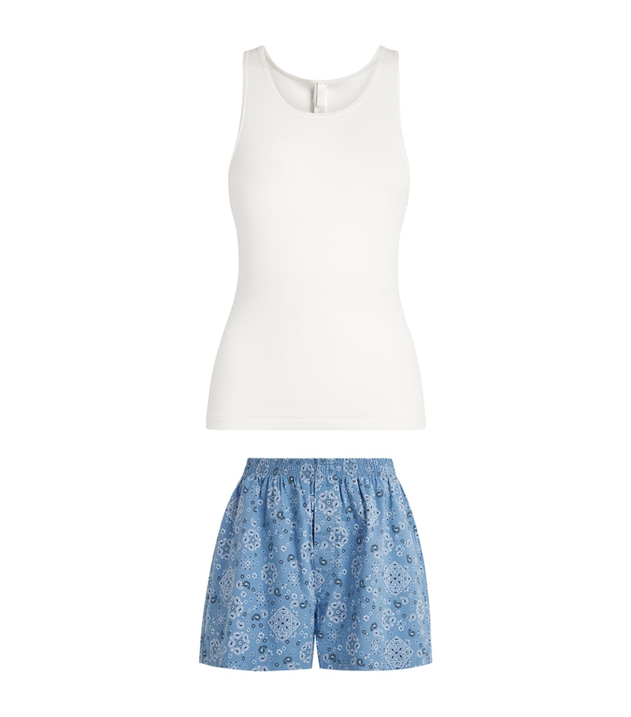Skims Womens Poplin Boxer Pyjama Set Arctic Snow Bandana Image 1