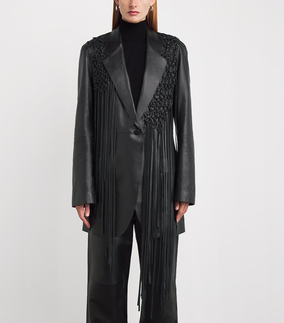 Lambskin Fringe Blazer 0001900 BLACK Image 3