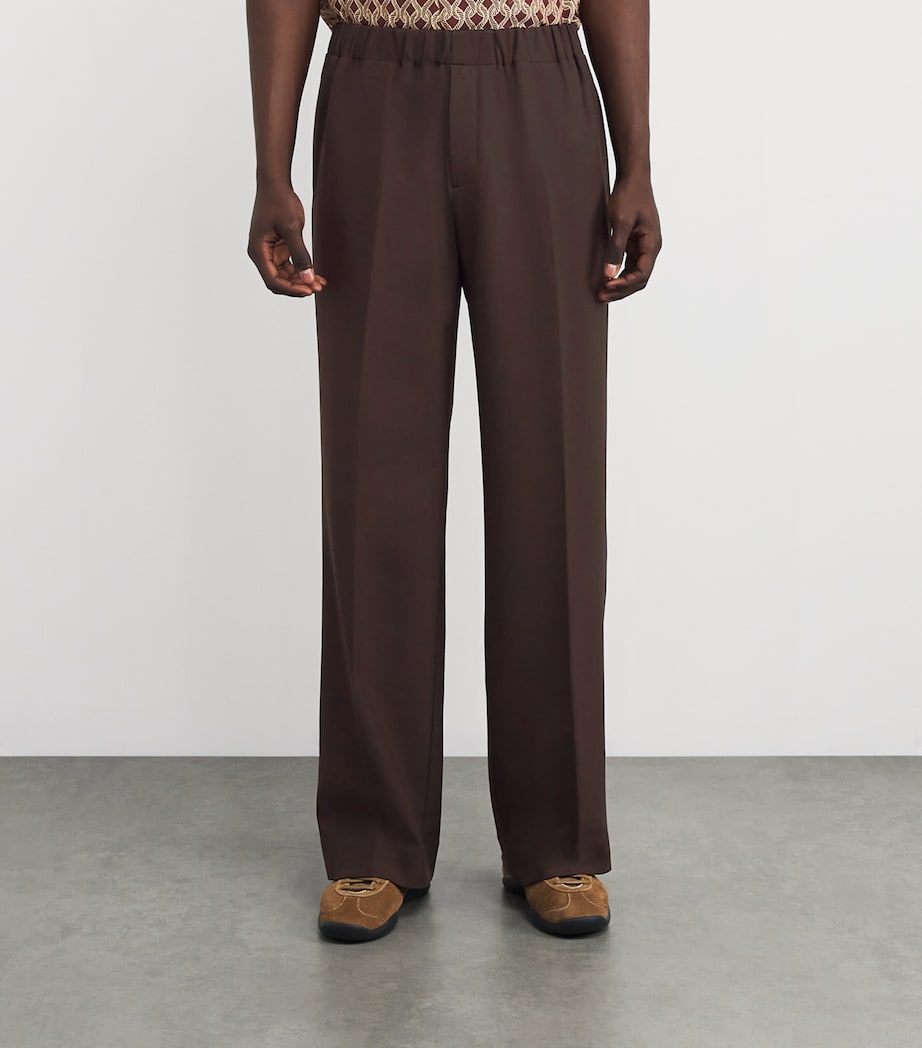 Jersey Wide-Leg Trousers CHOCOLATE Image 3