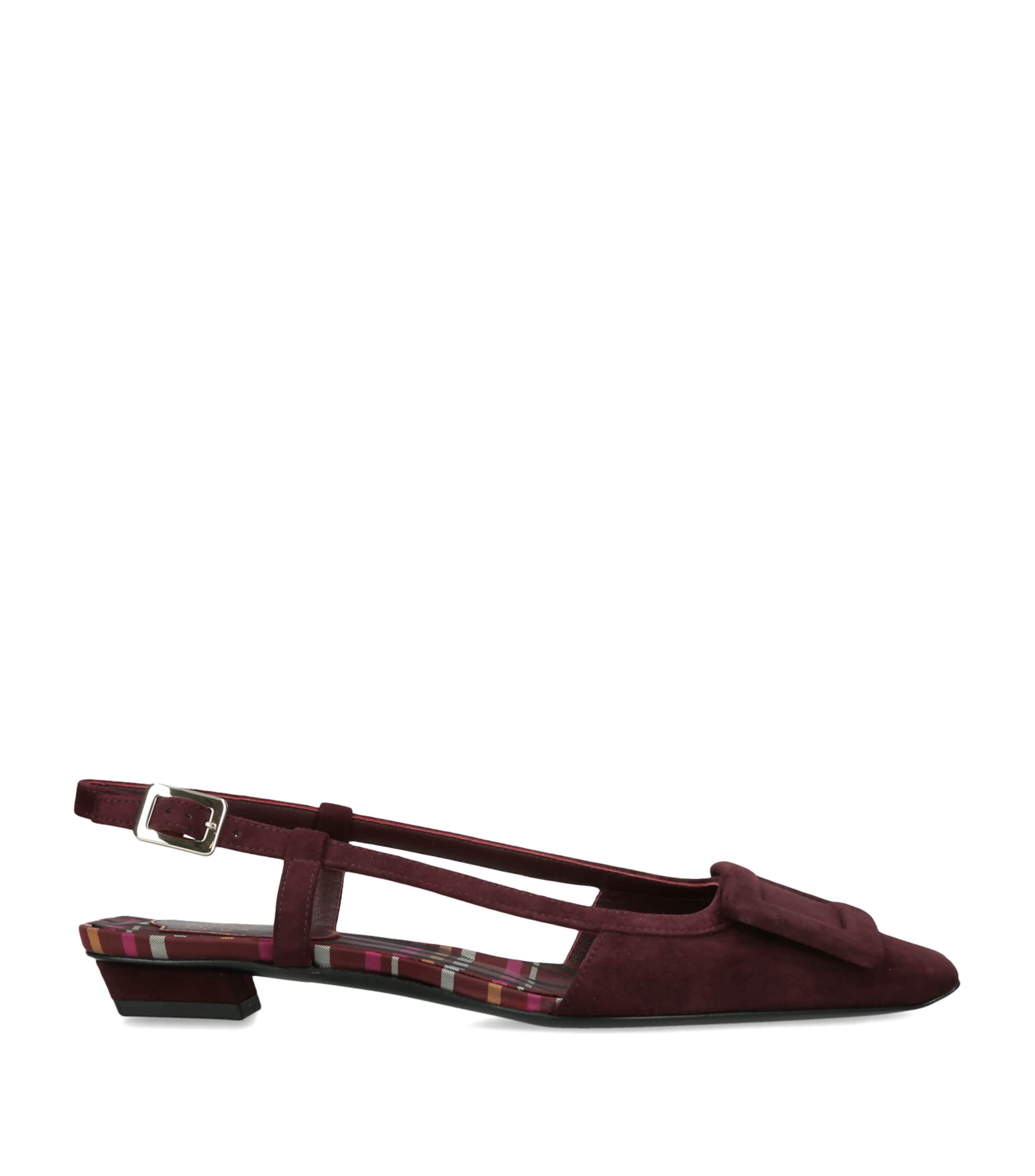 Roger Vivier Suede Belle Vivier Slingback Pumps 25 Wine Image 1