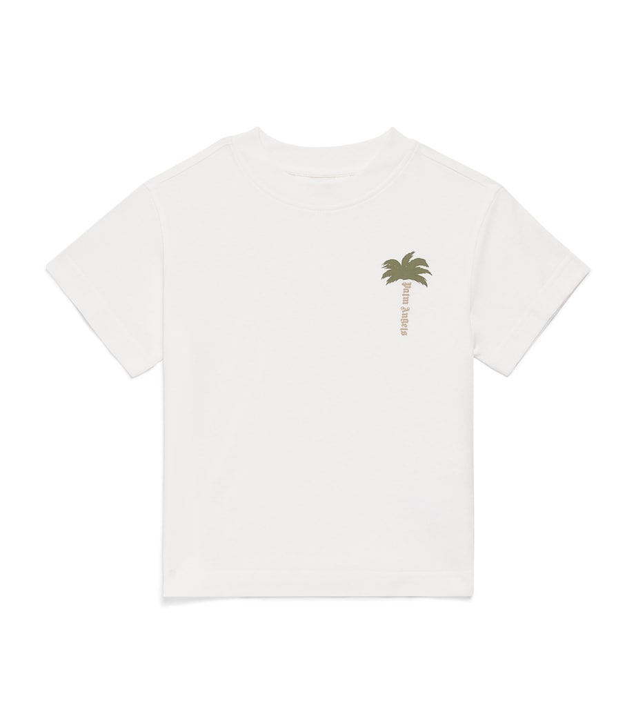 Palm Angels Kids Cotton Logo T-Shirt (4-12+ Years) Cocco/coconut Image 1