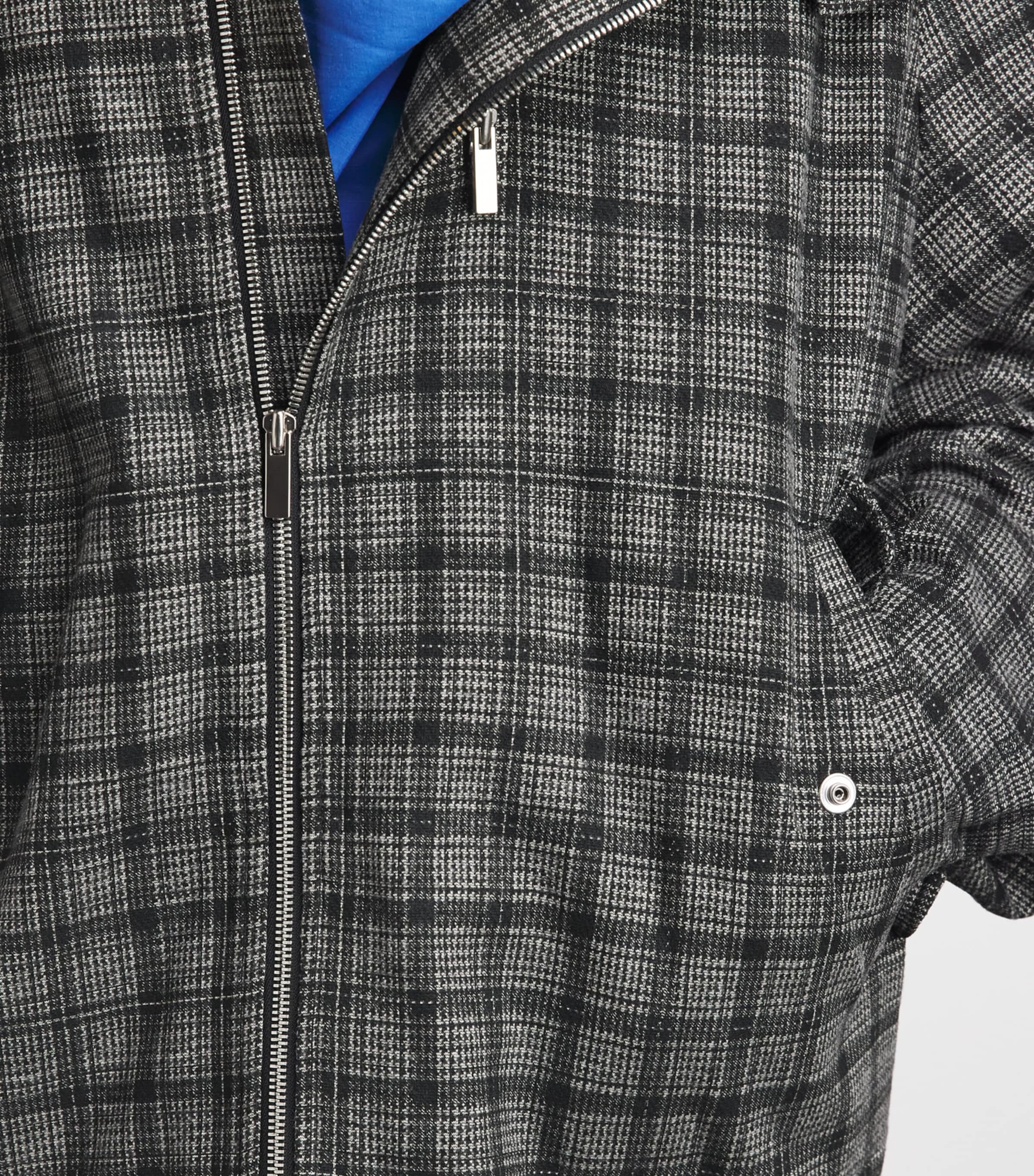 System Mens Check Bomber Jacket Dark Grey Image 3